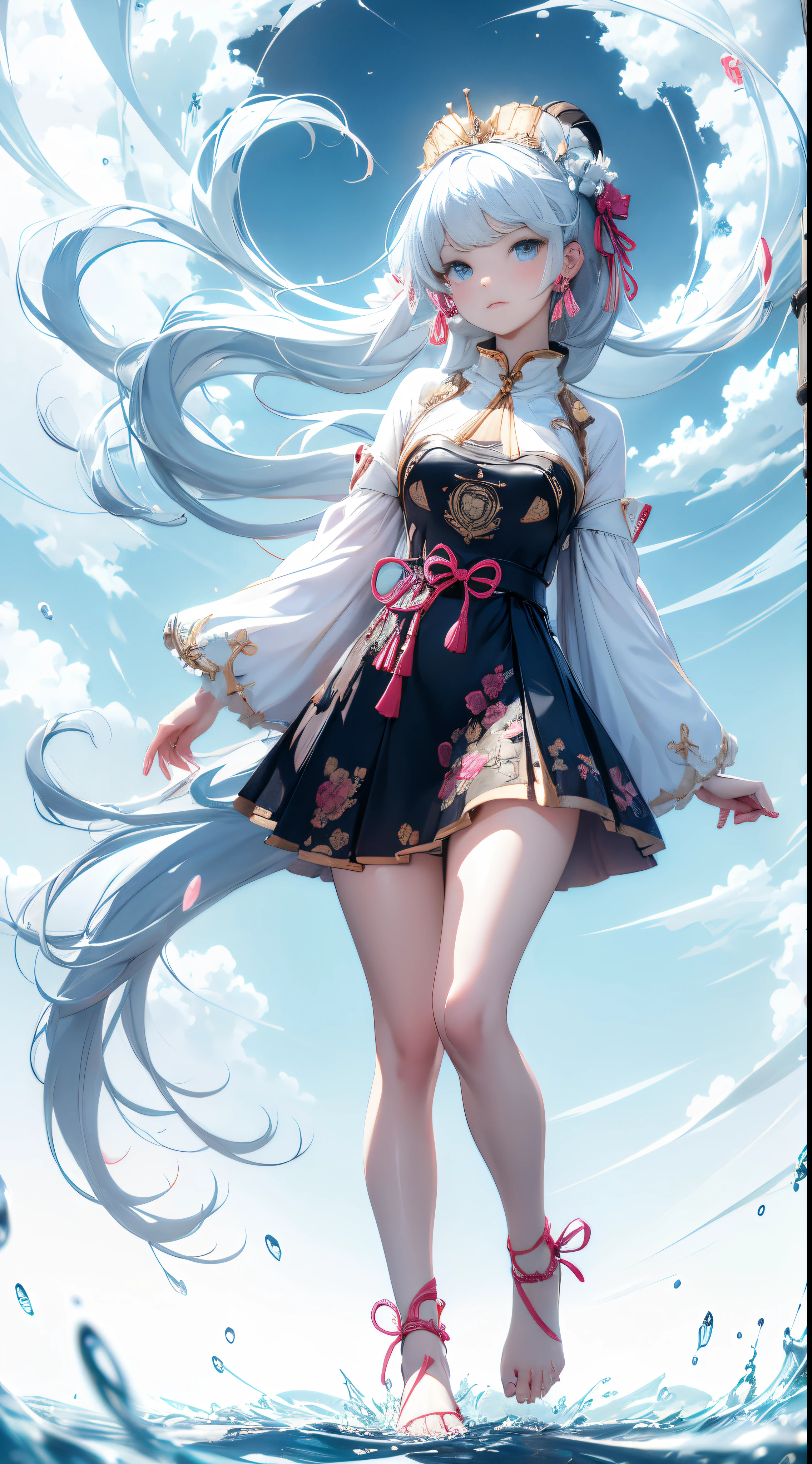 (tmasterpiece),Full body photo,The barefoot, Best quality at best, (Extremely detailed CG unified 64k wallpaper), 超A high resolution, hyper HD, maximalist, Contains 64k,two hand,Five fingers, A high resolution, iintricate, Complicated details, Ridiculous resources, The content is very detailed, meticuloso, ultra - detailed, Super high texture quality, Detailed texture, ultra high pixel detail, (Surreal:1.5), Popular topics on pixiv, official photo, HighDynamicRange, SLR camera, photography of, character photography, professional color graded, 富士XT3, RAW photogr, Uncompressed images, shallowdepthoffield, full color depth, Focus sharp, natural lightting, comparing,
BREAKExpressive eyes, The face is rich in expressions, It's a perfect face, perfect anatomia, ((Extremely Delicately Beautiful)), well-proportioned body, Some hair is shiny, Skin glows, glossy eyes, detailed hair, Super detailed costumeBREAK Kamisato Ayaka, Large breasts, great asa,Cute big breasts,bare-legged,