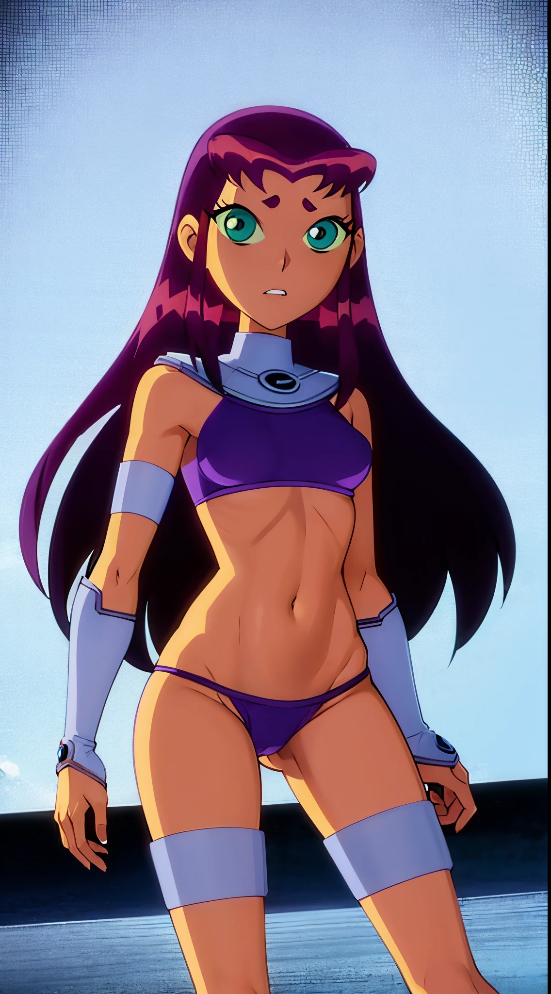 Starfire, titans, sexy bikini, ultra detallado, topless, small boobs, perfect body