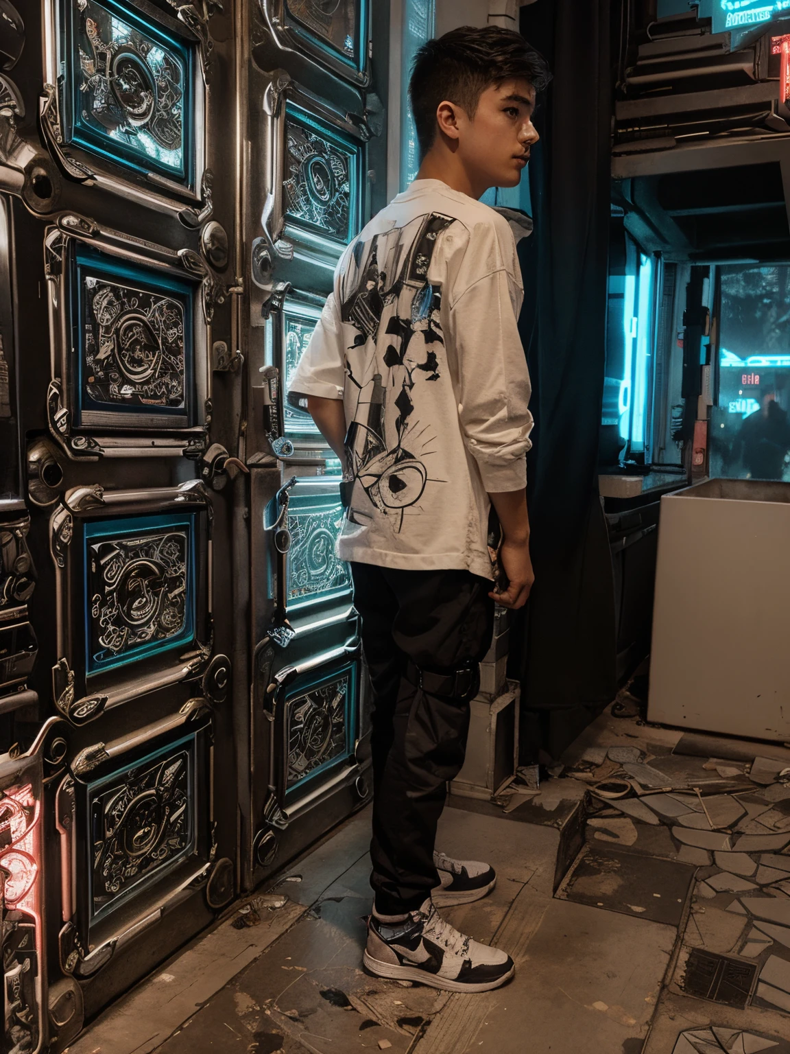 Change background cyberpunk cute boy