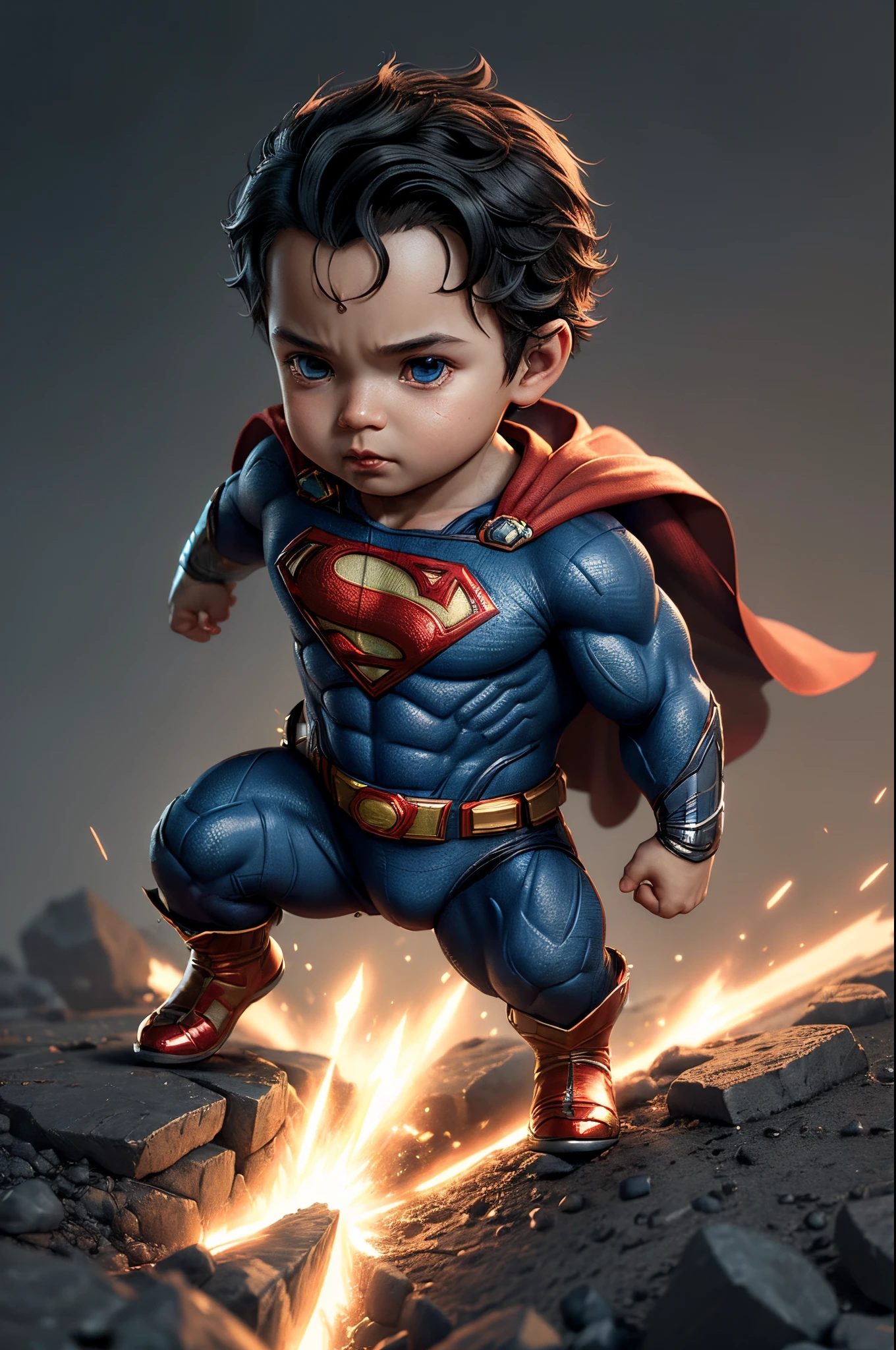 (cbzbb:1.25), portrait of the cutest illustration of Superman, artstation, CGI_Animation, highly detailed, sharp focus, miniature art,