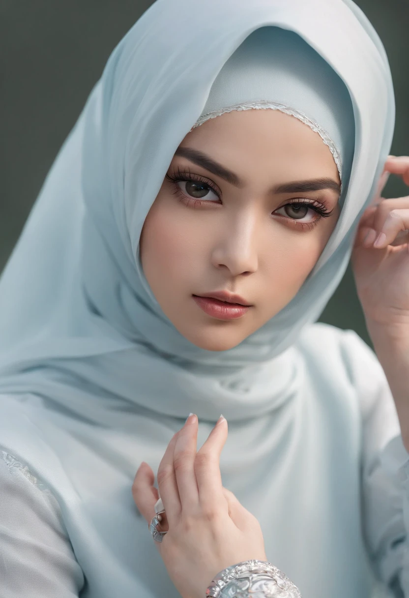 Capture the intensity of a magical battle within 2 Malay girl in hijab. Freeze the moment as she wields powerful spells or martial arts moves against mystical adversaries. Utilize dynamic angles and fast shutter speed to convey the action, 35mm, over-the-shoulder shot,cool-toned color grading, depth of field cinematography effect, Natural Lighting, high quality, ultra detail, 8k resolution,