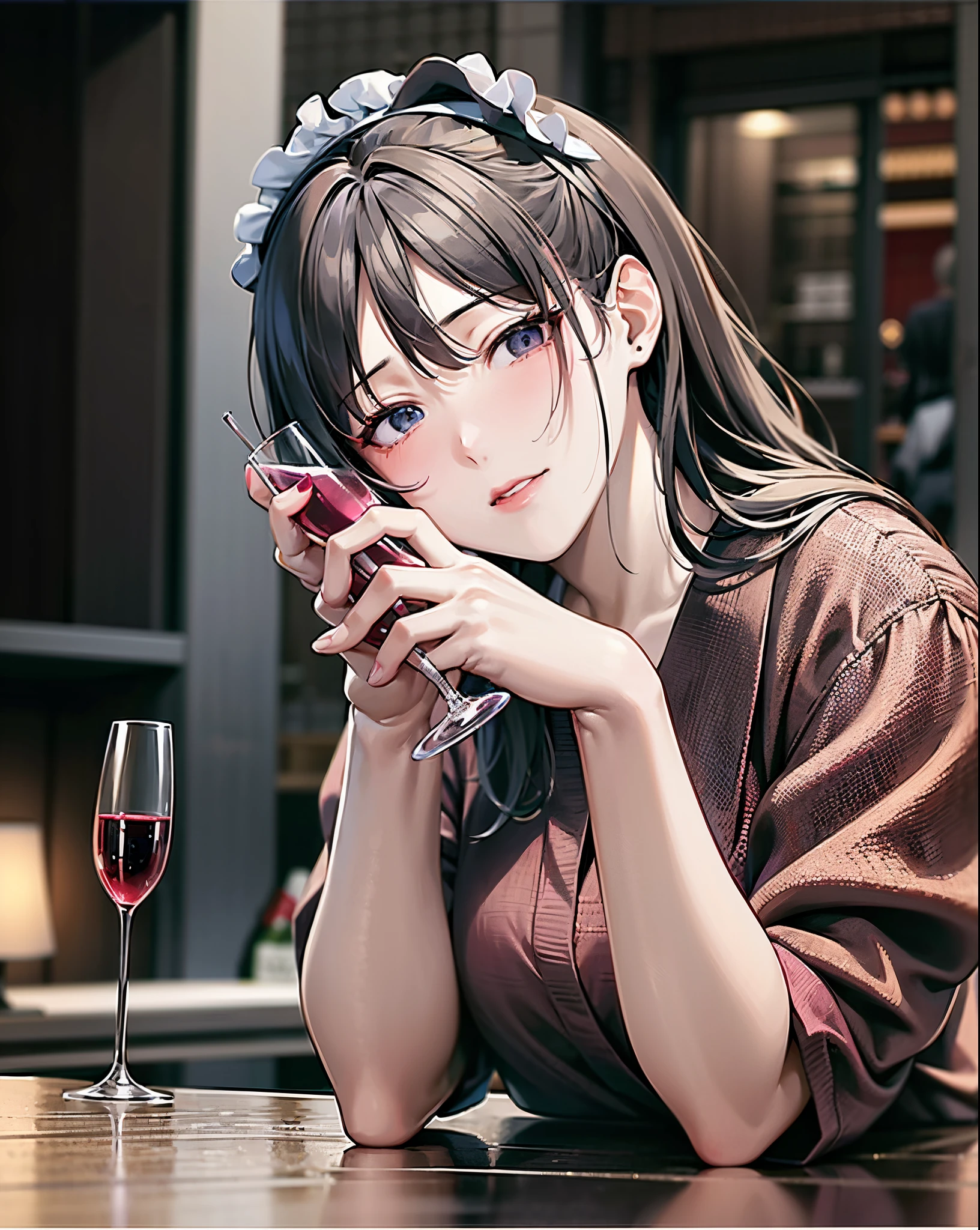 Woman drinking wine