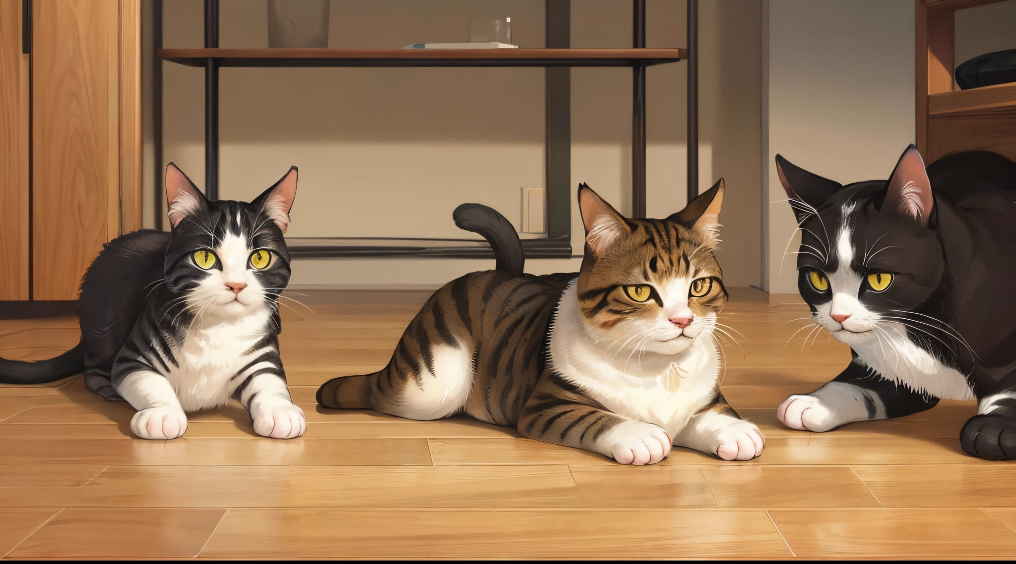 two cats, one with three stripes and one brown