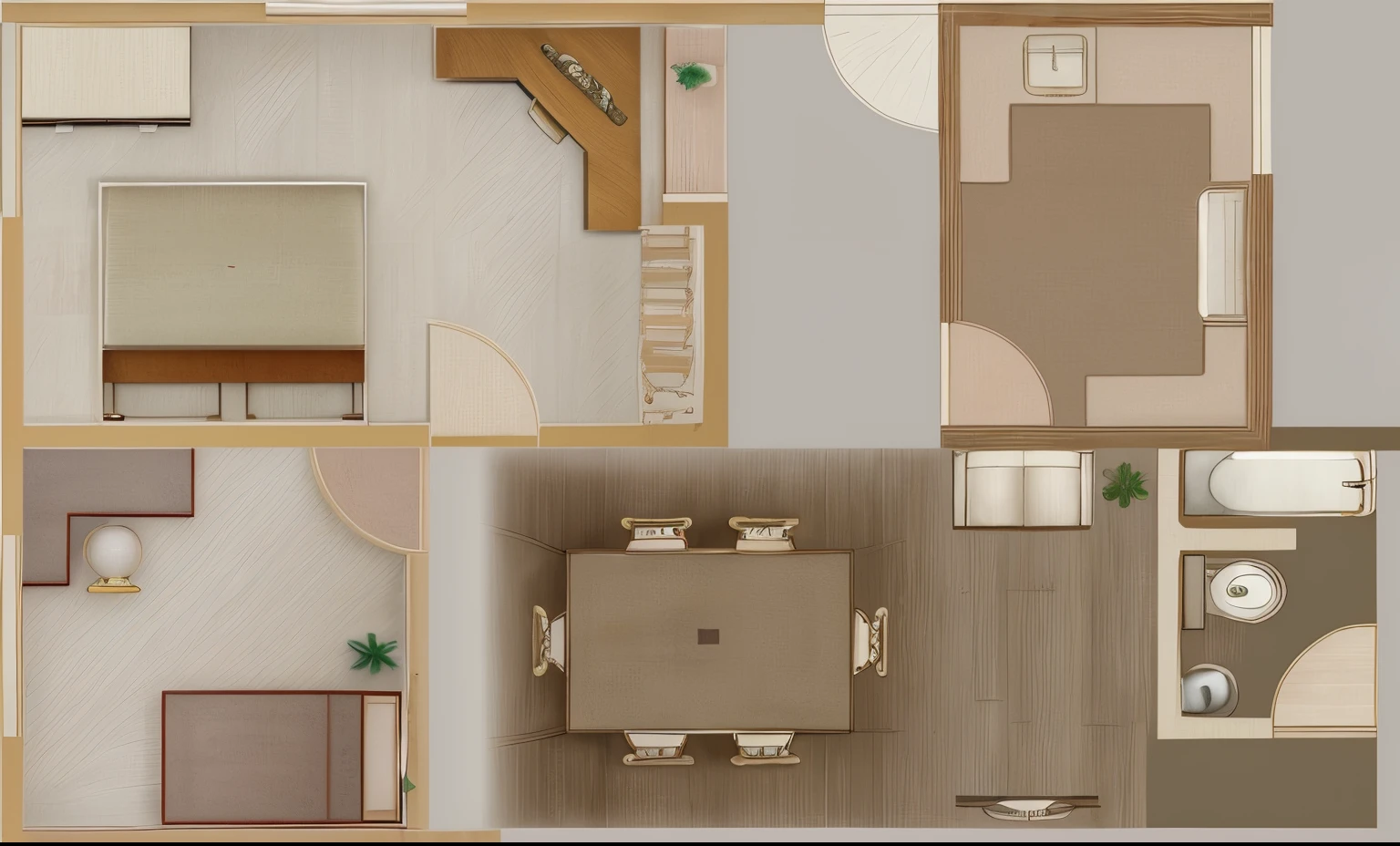 A view of a room with a dining table and a kitchen - SeaArt AI