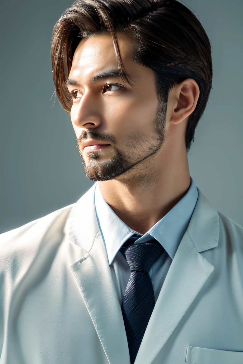 masutepiece, Best Quality, Photorealsitic, finely detail, hight resolution, 8K Wallpapers, Perfect dynamic composition, Beautiful detailed eyes, 30 years old, Japanese and Korean mixed-professional model, Japanese and Korean mixed-professional model, Japanese and Korean mixed-professional model, high testosterone, looks smart, wearing white shirt like doctor, wearing white shirt like doctor, wearing white shirt like doctor, wearing white shirt like doctor, wearing white shirt like doctor, wearing white shirt like doctor, professional Japanese model, handsome and cold hearted, combed-back hair, beautiful face like Ryo Yoshizawa, so manly, slick back hair, slick back hair, slick back hair, slick back hair, slick back hair, slick back hair, slick back hair, slick back hair, 8K quality, Portrait, 8K quality, Portrait, 8K quality, Portrait, 8K quality, Portrait, 8K quality, Portrait, manly, manly, manly, manly, manly, manly, manly, manly, manly, manly, manly, manly, manly, manly, shortbox beard, shortbox beard, shortbox beard, shortbox beard, shortbox beard, shortbox beard, shortbox beard, shortbox beard, shortbox beard, shortbox beard, shortbox beard, shortbox beard, shortbox beard, shortbox beard, shortbox beard, masculine, masculine, masculine, masculine, masculine