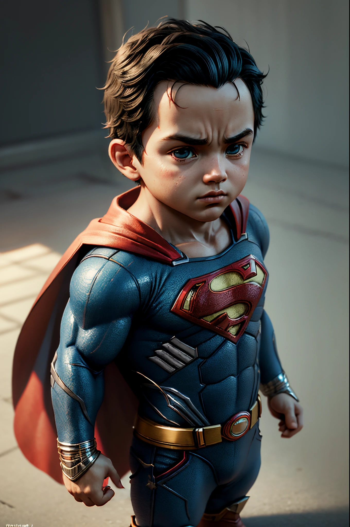 (cbzbb:1.25), portrait of the cutest illustration of Superman, artstation, CGI_Animation, highly detailed, sharp focus, miniature art,