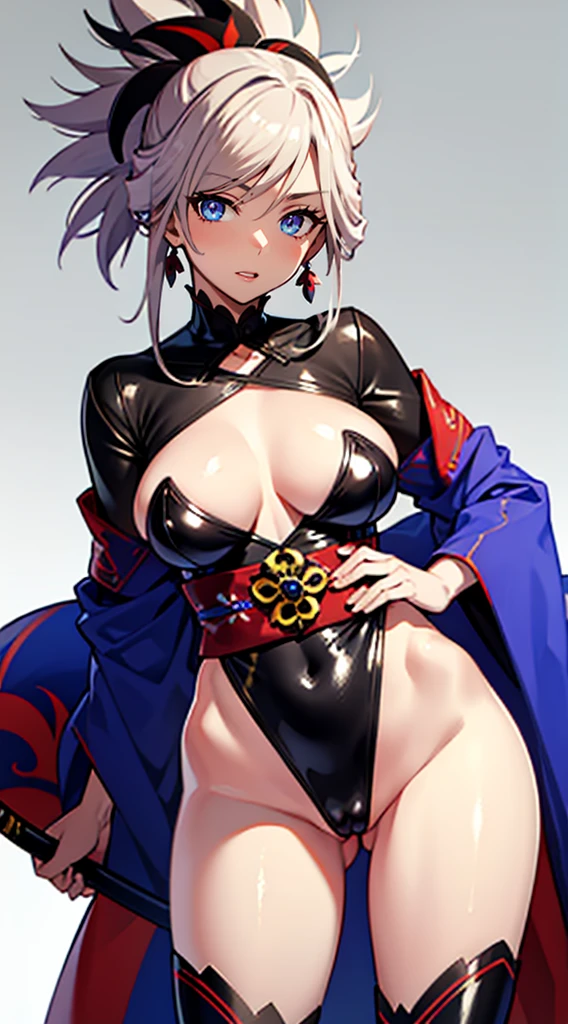 NSFW、FGO's Miyamoto Musashi、transparent latex leotard、