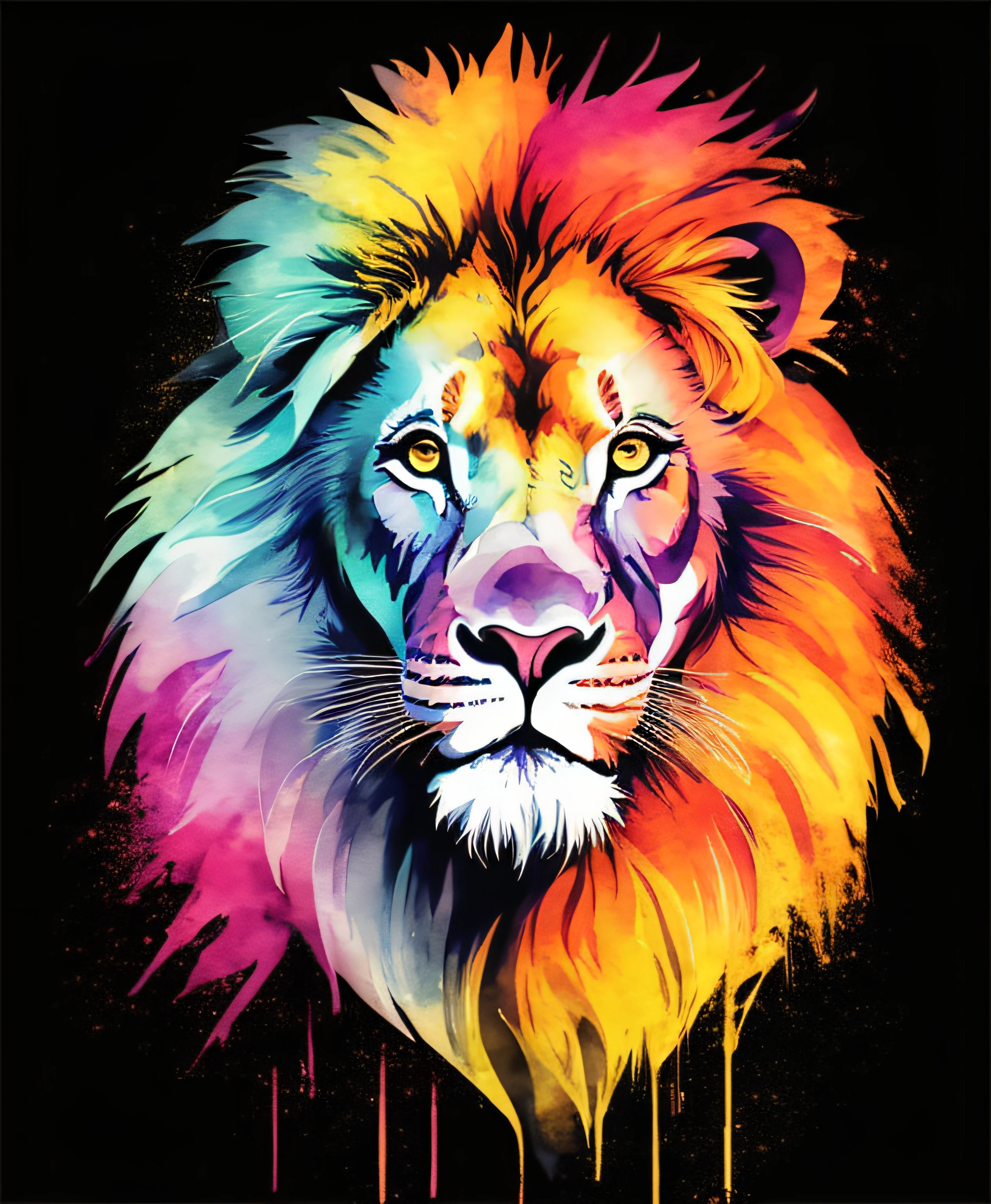 brightly colored lion on black background with watercolor effect, lion head, wallpaper 4 k, wallpaper 4k, prideful look, painted in gray and orange water colors, lion, colorful hd picure, beautiful art uhd 4 k, half lion, fierce expression 4k, with the mane of a lion, amoled wallpaper, digital art animal photo, amazing wallpaper