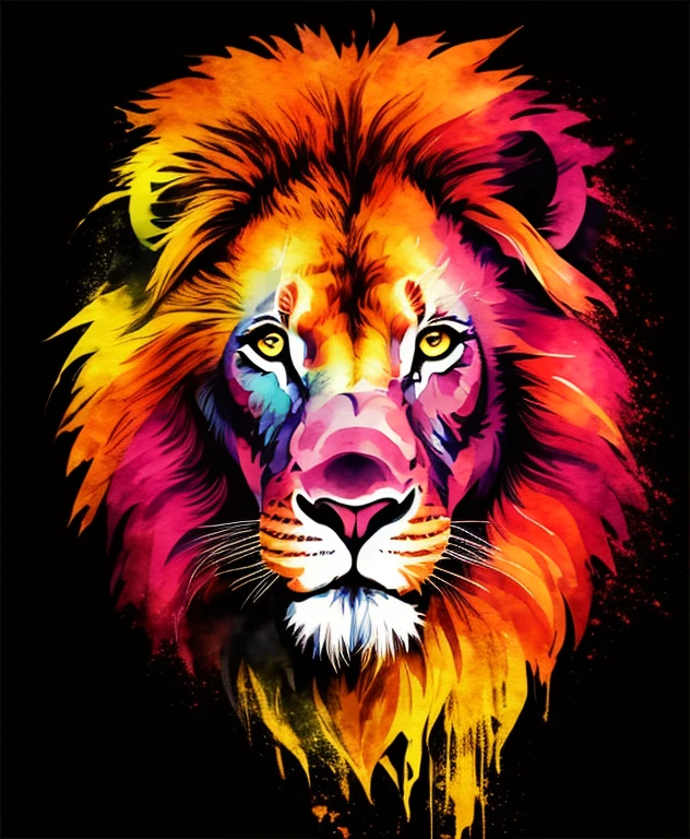 brightly colored lion on black background with watercolor effect, lion head, wallpaper 4 k, wallpaper 4k, prideful look, painted in gray and orange water colors, lion, colorful hd picure, beautiful art uhd 4 k, half lion, fierce expression 4k, with the mane of a lion, amoled wallpaper, digital art animal photo, amazing wallpaper