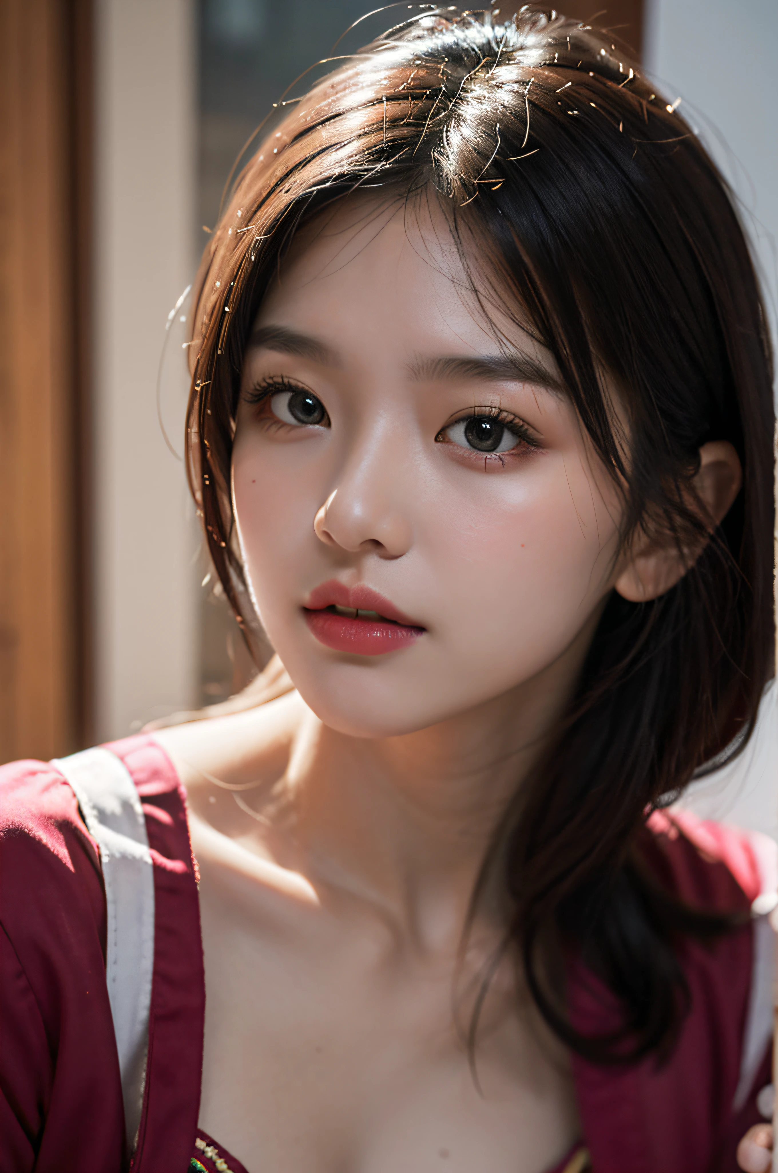 (surrealist,)4K,35mm,ultra high detail, professional lighting, best quality, ultra high resolution, visually stunning, (1 girl:1.1), (Hmong Clothing),Real Skin,(perfect body 1.3)very delicate face。