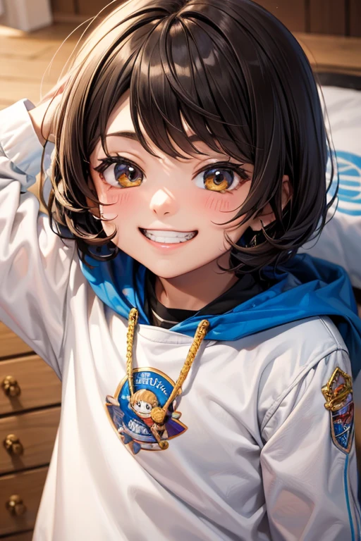 tmasterpiece，（Best quality at best：1.3），super detailing，Cute little kid，grin