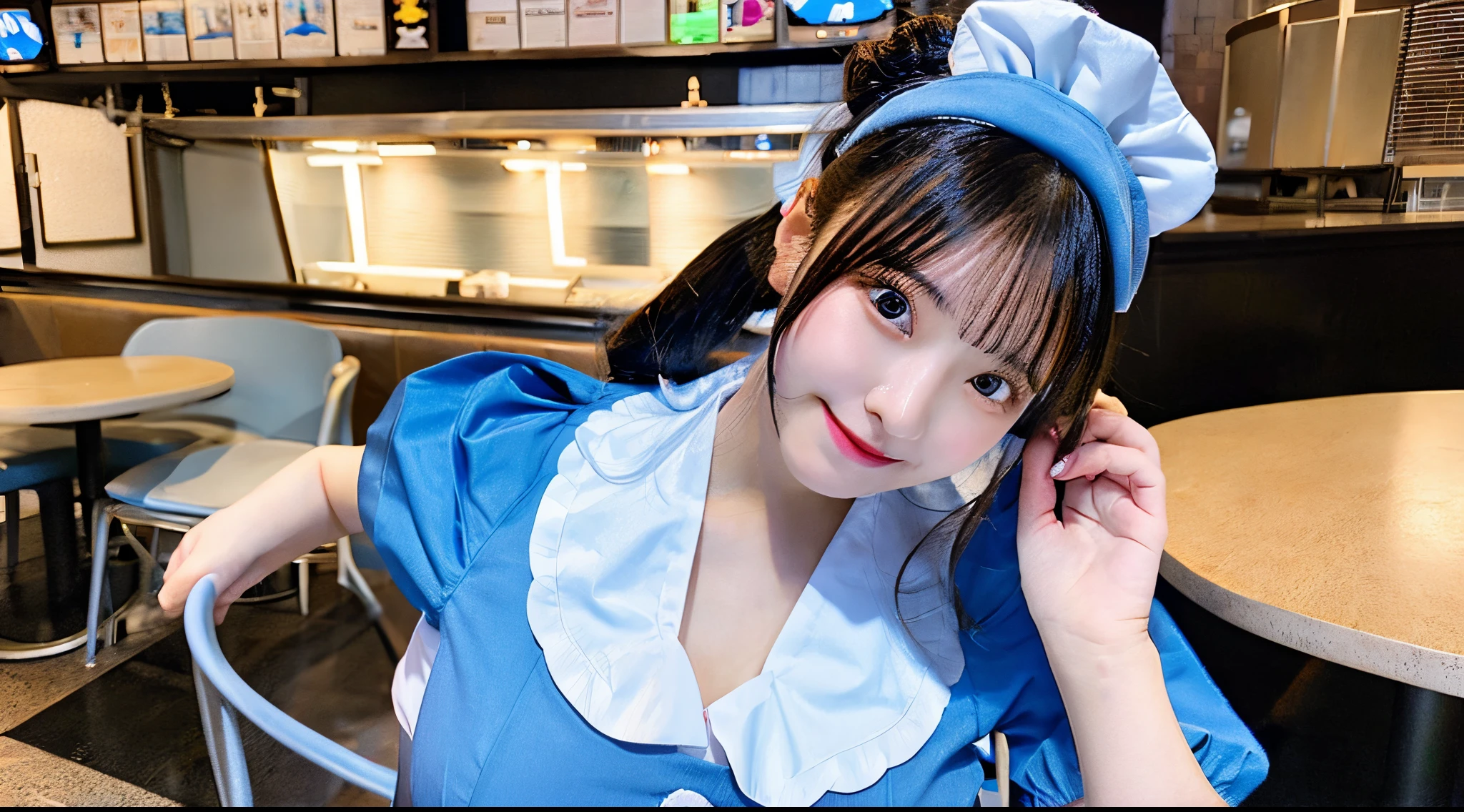 18 year old waitress whose light blue costume is too cute