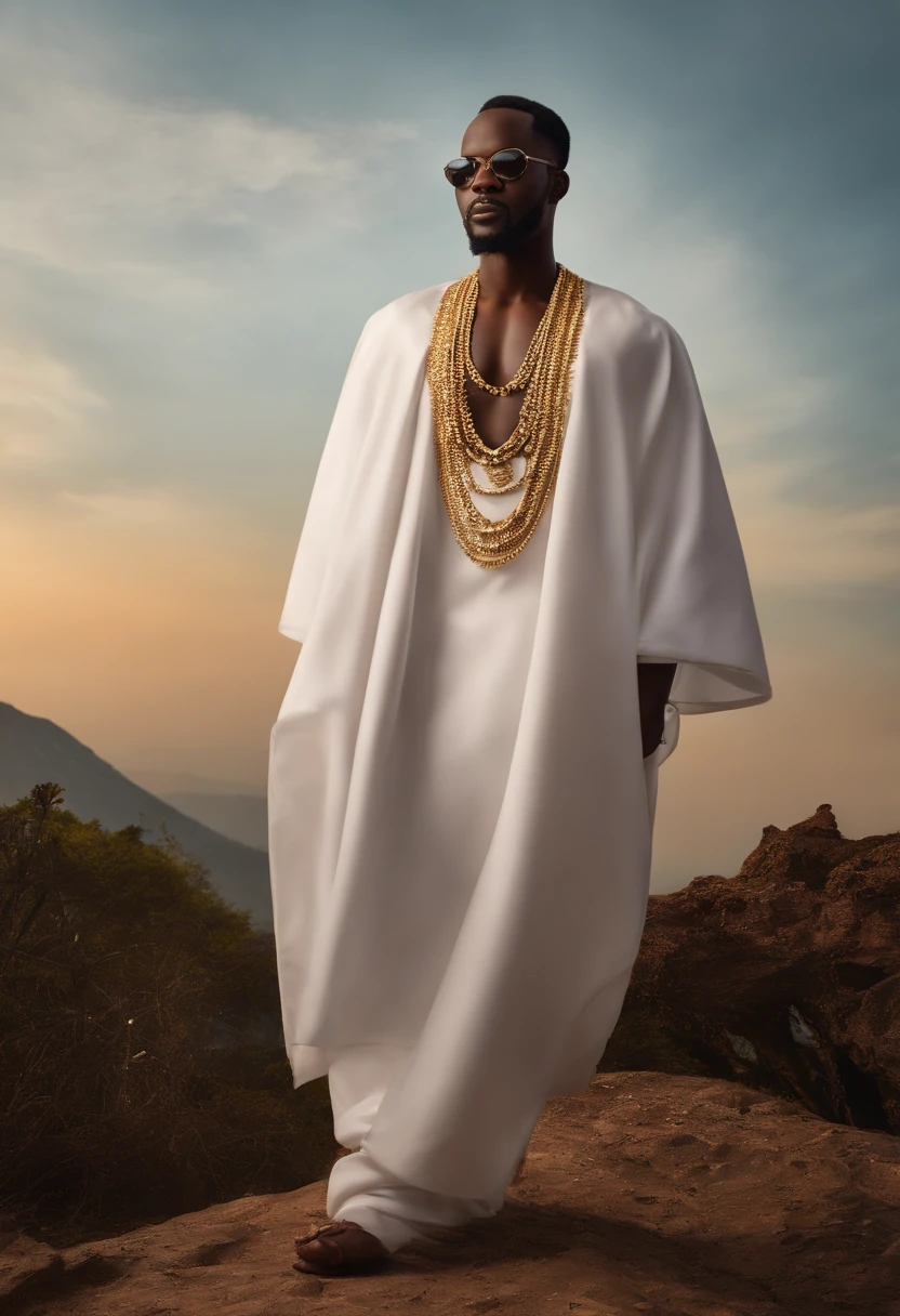 Adekunle is hiking to the summit of an active volcano,original,Prince Adekunle Adebayo, a fictitious Nigerian royal, portrays himself with an aura of elegance and persuasive charm. He’s often seen in opulent, traditional Nigerian robes, his appearance crowned by a confident, yet earnest expression, designed to evoke trust and sympathy.