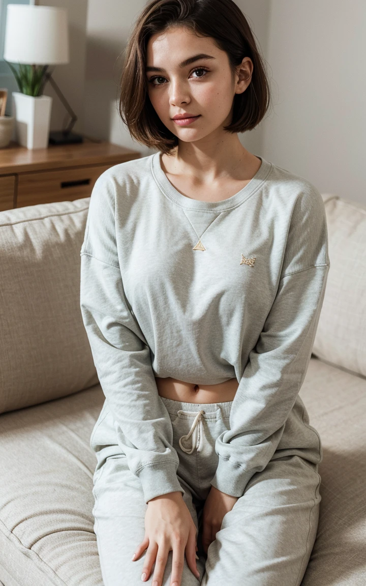 20 years old women posing in a white sweater and white sweat pants, sitting on a sofa, korean girl, gorgeous young korean woman, huge tits, legs crossed, no extra arms, no extra legs, perfect hands, ((best quality)), ((masterpiece)), (detailed), perfect face, (best quality,4k,8k,highres,masterpiece:1.2),ultra-detailed,(realistic,photorealistic,photo-realistic:1.37)