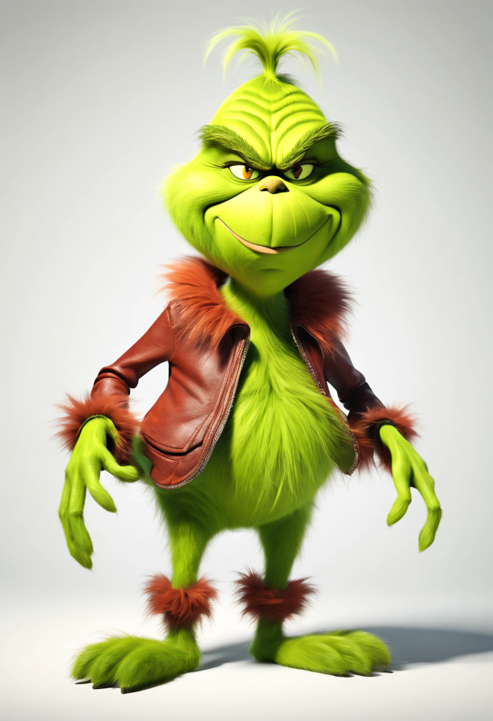 In a mesmerizing display of luminous artistry, envision (the Grinch:1.3) as a vibrant symphony of bioluminescent hues, Detailed and realistic, depict the green, furry creature with intricate precision, its pot-bellied, pear-shaped body radiating an ethereal glow. Balance the composition with symmetrical elements that enhance the Grinch's cat-like face and snub-nosed features. Let the intricate light patterns dance upon its cynical personality, bringing this iconic character to life in a truly captivating and awe-inspiring manner., Realism, god rays, ray tracing, highres, best quality, 16k