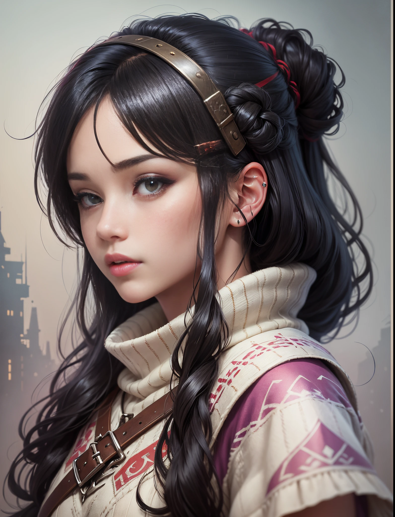A girl with black hair viking realistic image --auto --s2