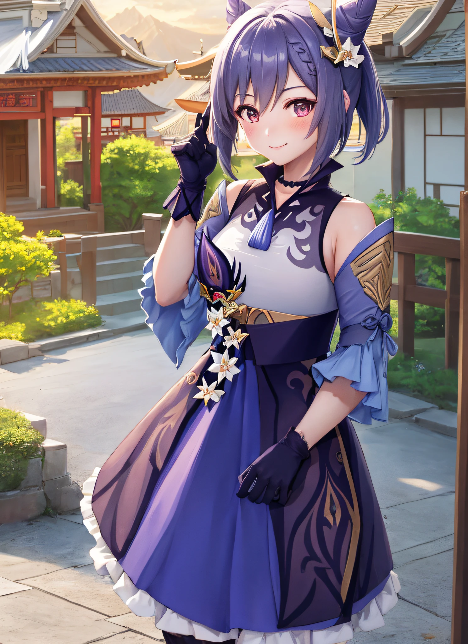 Highest quality、whole body、Black Hair、Iris、short hair、girl、cute、16 years old、、Small hair ornament、1 person、Tanabata、