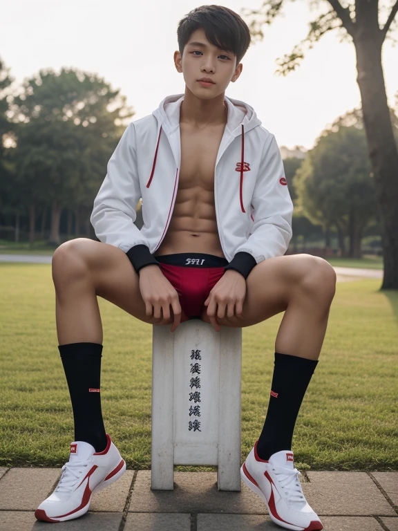 teenagers , young , light-skin , wearing an dark red sexy underwear, tmasterpiece,k hd,the feet,Transparent sports vest,semi transparent,black long socks,The barefoot , red colour , handsome and cute , extreme cute boy , white skin , dark red underwear boxers shorts , extremely tall and cute boy ,oppa model , handsome model , full body , dark red boxers underwears short shorts , black socks , white light-skin , Chinese model , young boy , white skin , handsome and extremely cute , red boxers underwear shorts , long black socks , handsome model , at the park , jogging , model oppa , long legs , jogging , running , high knee black socks ,black long socks , stand up , extremely tall , extremely high , red underwears , red sports underwear , long black socks , clean and white legs , Chinese model , extremely long legs , looking at the camera , clean and white thigh , heavy bulge , kid face , baby face , wearing jacket