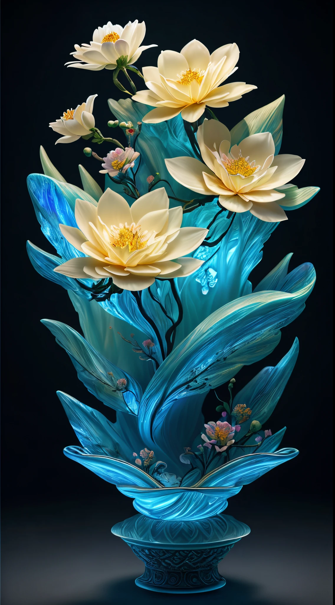 best quality, realistic, photorealistic, ultra detailed, "Mountain of Flower and Fruit+Fairy+Chinese Architecture" highly detailed carving on "southern ice" porcelain,Ultra wide angle,Accent Lighting,Volumetric Lighting,backlighting, (detailed light),((an extremely delicate and beautiful)),dramatic_shadow,ray_tracing,hdr