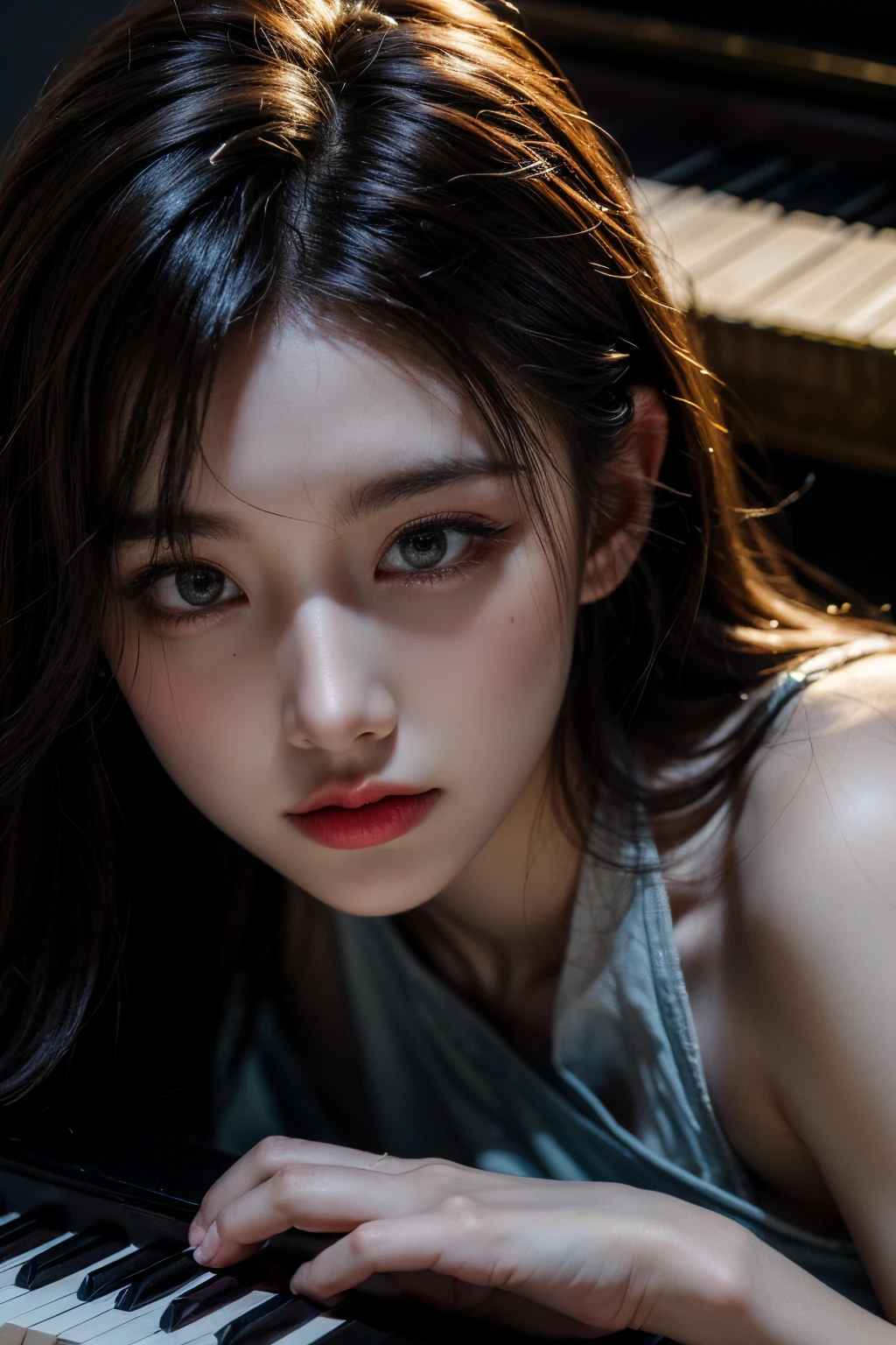 Best quality,Masterpiece,超高分辨率，best qualtiy，tmasterpiece，超高分辨率，（真实感：1.4）,Photorealistic,RAW photo,Unity 8k wallpaper,vivd colour,The upper part of the body,a warm color palette, 1girll，Beautiful