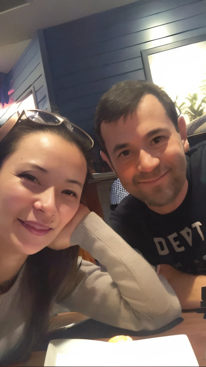 there are two people sitting at a table with a plate of food, profile photo, profile image, profile pic, vacation photo, momma and papa, happy couple, instagram post, photo from the back, reddit post, profile picture, about 3 5 , family photo, avatar image, ayanamikodon and irakli nadar, album photo, facebook post