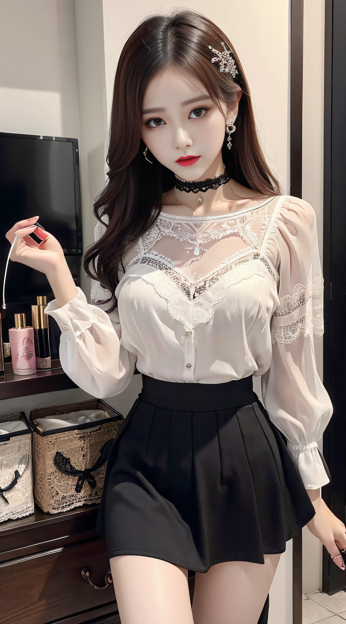 Charming beauties、blouse、tight skirts、Evil Fall、dark、brainwash、Brainwashing device、panthyhose、lacy fabric、beauty legs、a choker、Brainwashing makeup、wining、lipsticks