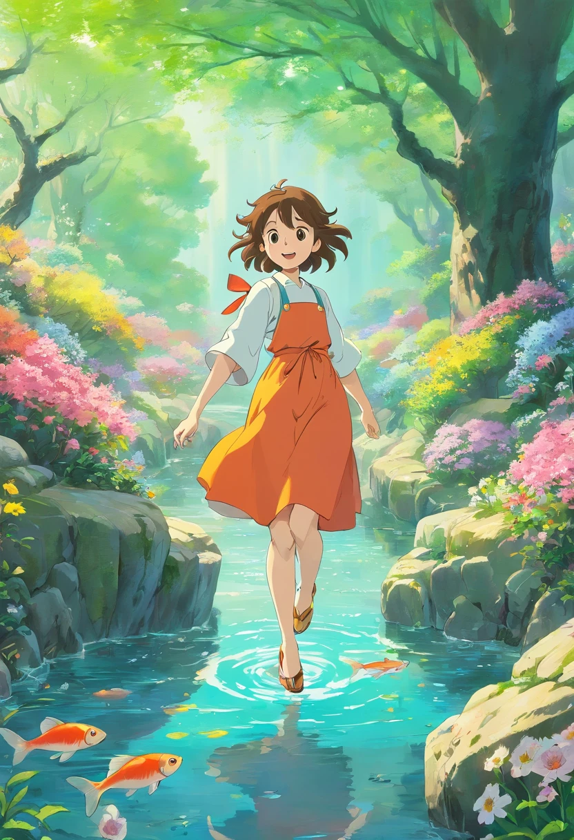 The beginning of spring is here,Fish dance in the melted river,The spring flowers are also blooming,Many new shoots sprouted from the dead tree