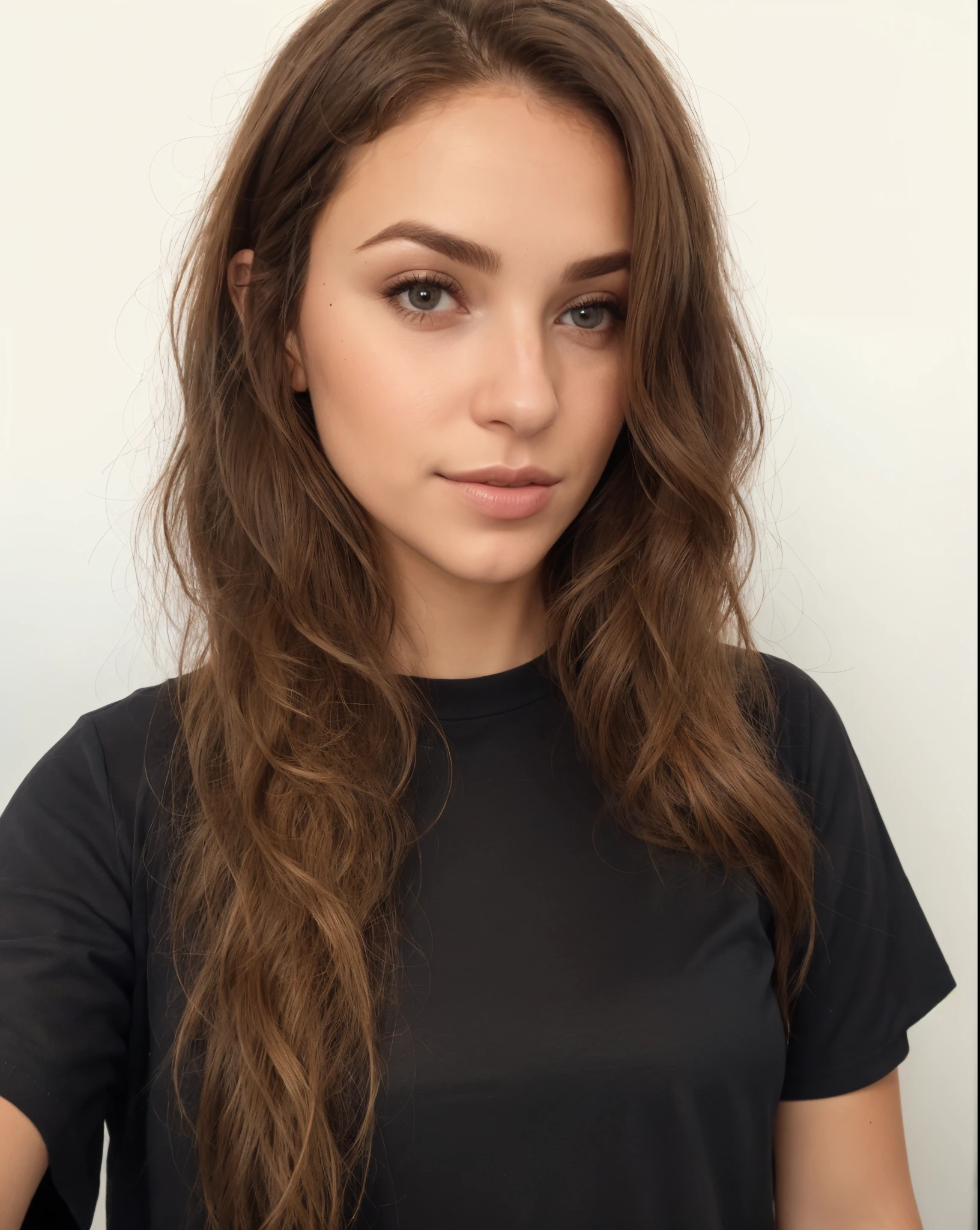 Attractive 20 year old Ukrainian woman, average size, pretty face, braune Haut, blonde Haare, dunkelbraune Augen, sweet nose, full lipps, Receding chin, Schulterlanges Haar, glattes Haar, Perfekte Haut, Meisterwerk, 8k, award-winning, RAW-Foto, good quality, Filmkorn, 4k, sehr detailliert, im Fitnessstudio, verschwitzt, sexy