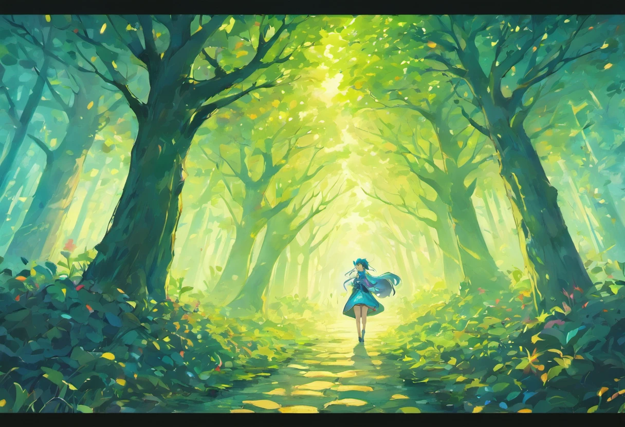 "tree with bright iridescent leaves, Casting its majestic shadow over an enchanting fantasy village."Fantastical、In a dream、PILLOWS、Sleep Wine、