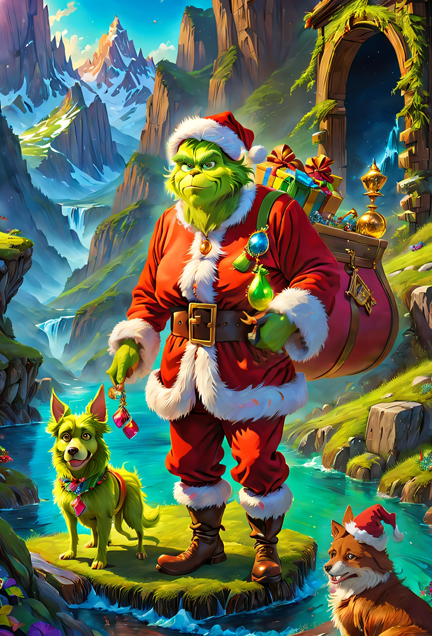 A lonely guy known as "The Grinch" lives on the top of a mountain. At the foot of the mountain is a town as beautiful as gingerbread, Whoville.As the town of Whoville prepares for Christmas, the Grinch plans to ruin the holiday for everyone.The Grinch, who hates Christmas due to his childhood shadow, hatches a plan to pretend to be Santa Claus along with his dog, Max, and an overweight reindeer named Fred, and steal all the goods in the town. Christmas gifts, food and various decorations.