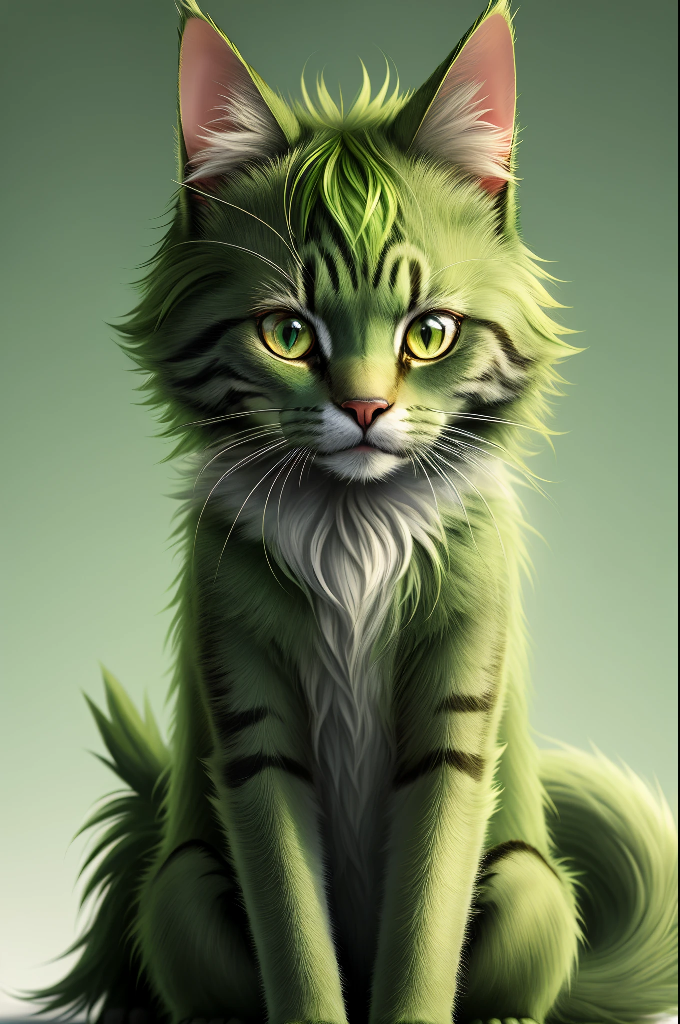 Cat with green hrama fur,grinch