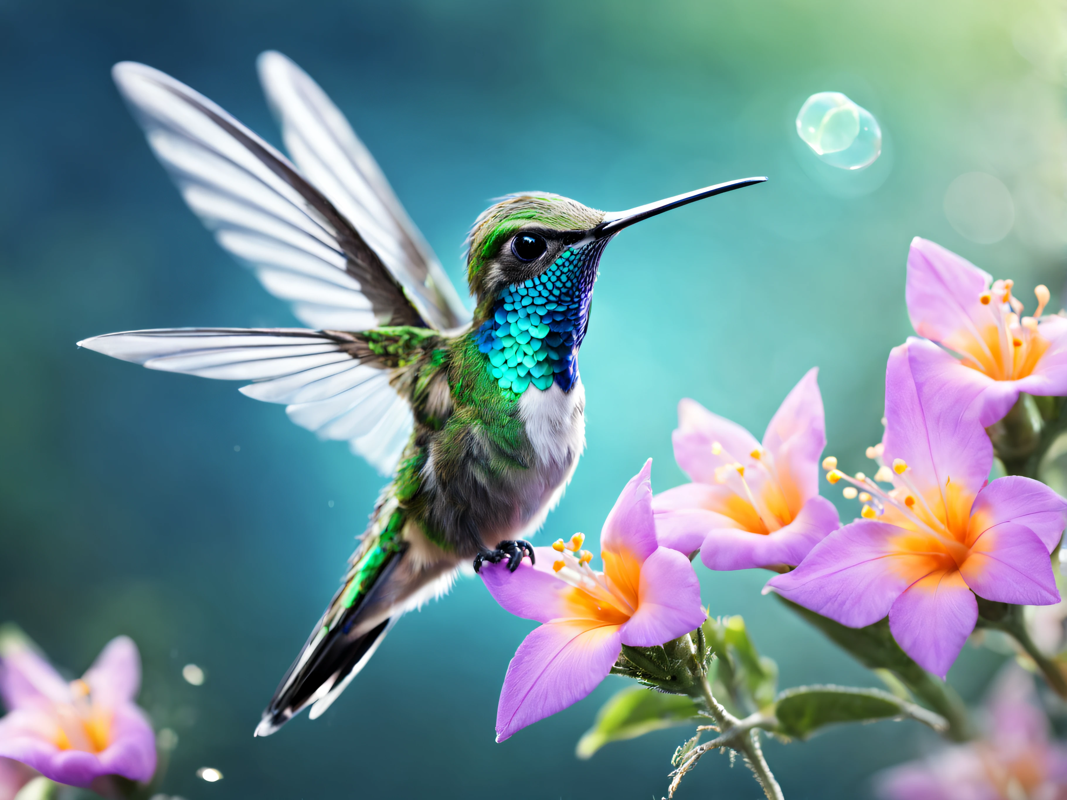 Crystal colibri, cute, delicate, mystical, beautiful, adorable, 16k, UHD