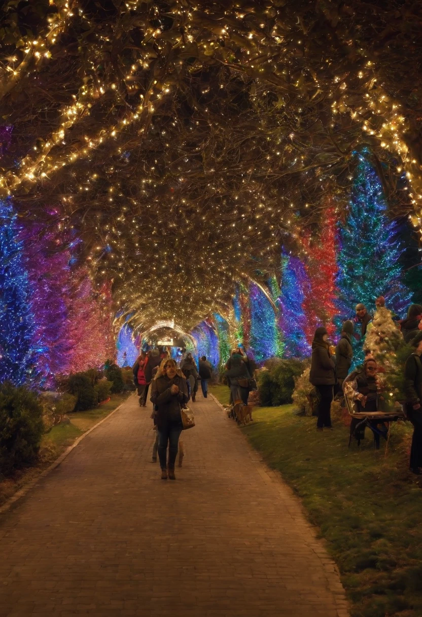stunning christmas illuminations、Glowing lighting、illuminated tunnel、1,0 million LED lights shine、Seven colored lighting、Seven colored lighting、Seven colored lighting、Illuminated、Illuminations spread across the entire wall of the building