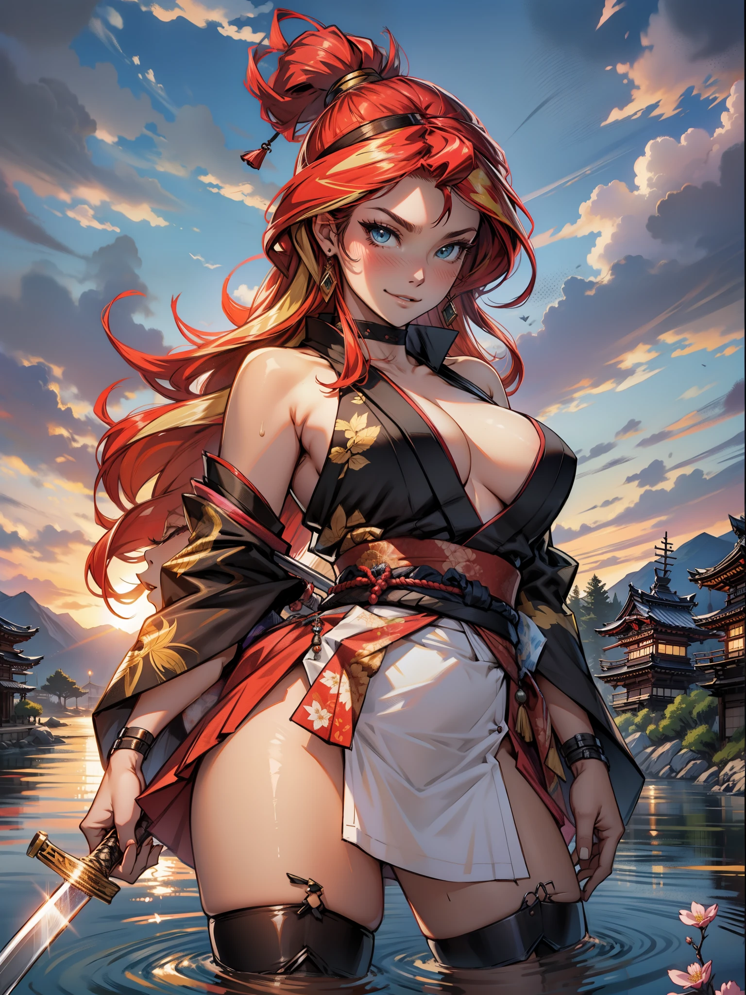 upskirt, long skirt, covered with clothes, kimono