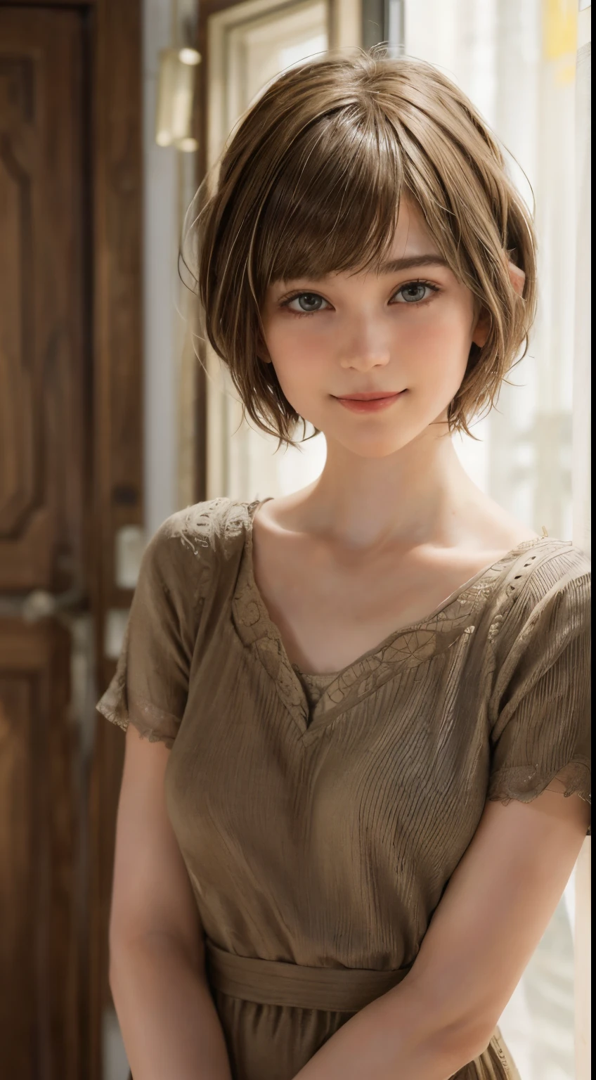 102
(a 20 yo woman,is standing), (A hyper-realistic), (high-level image quality), ((beautiful hairstyle 46)), ((short-hair:1.46)), (Gentle smile), (Keep your mouth shut), (trompe l'oeil), ((trickart))