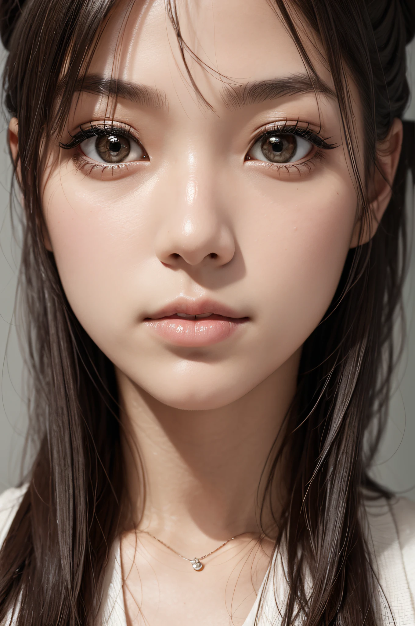 Close-up of a woman with long hair and a cigarette, Ela tem cabelo preto With bangs, Ulzzang, With bangs completa, Larisa Manovar, With bangs, Korean, cabelo arrumado With bangs, Young and pretty Asian face, cabelo comprido With bangs completa, cabelos longos With bangs, Young and adorable Korean face, Pale, round face, young asian girl