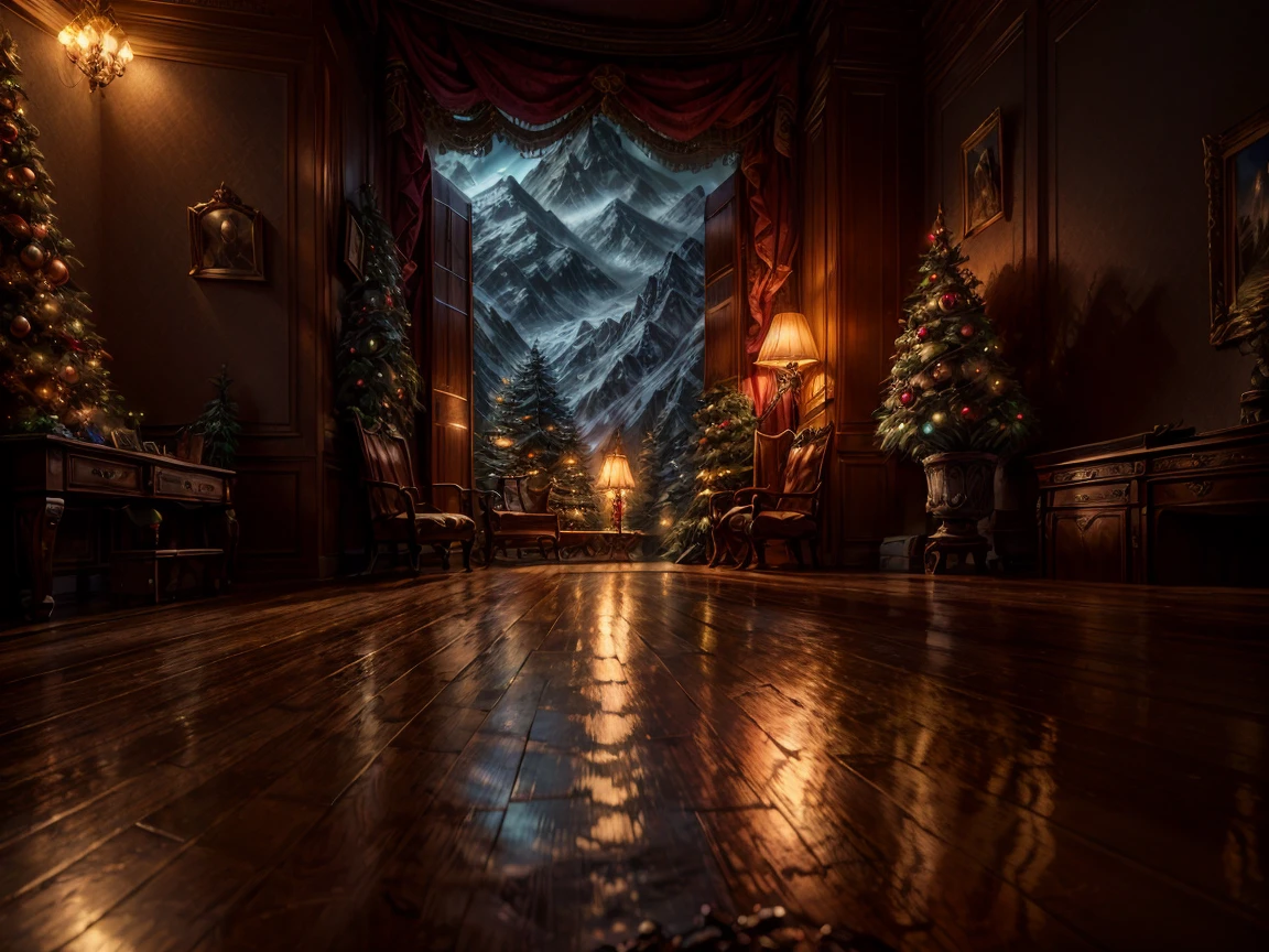 (master piece: 1.1), best quality environment, beautiful enviroment, (a living room with christmas theme), landscape, close view, Cinematic lighting, Sony FE, Sony FE GM, 35mm, hyper HD, retinas, Masterpiece, ccurate, Super detail, High details, High quality, Award-Awarded, | A high resolution |