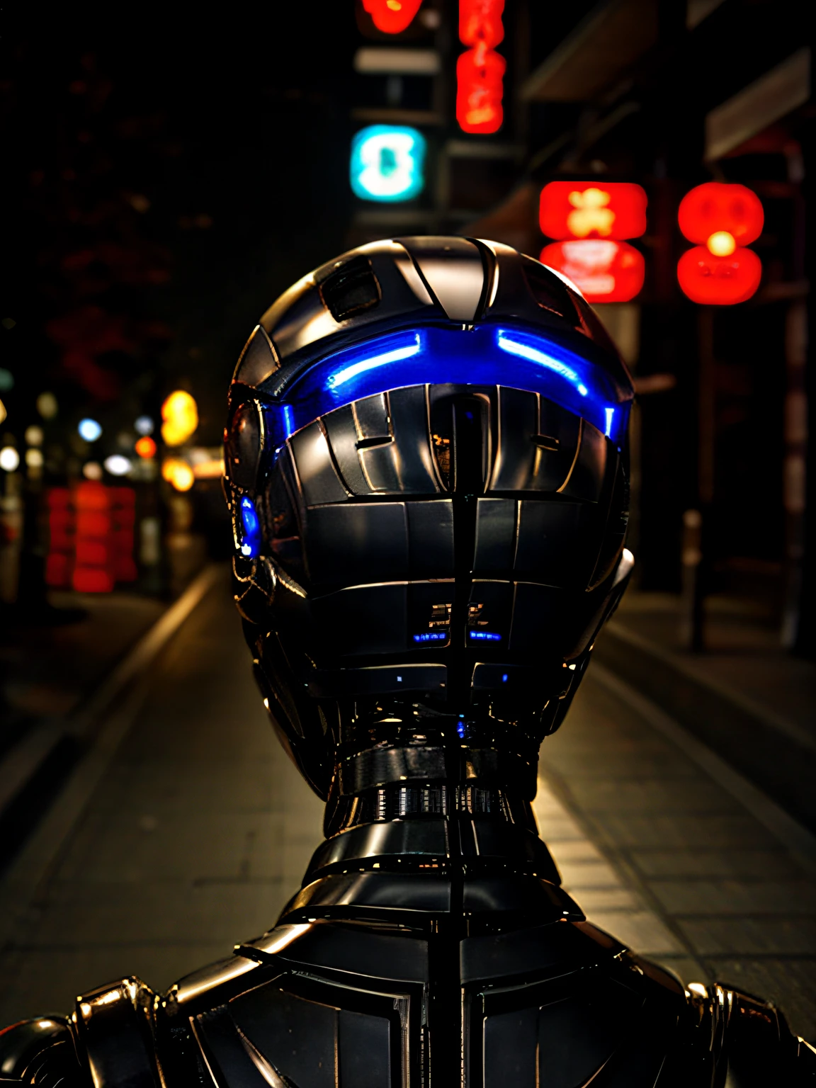 photorealistic, TX endoskeleton front view, tokyo city street, nighttime, realistic lighting, (T-X Endoskeleton:1.2), detailed TX endoskeleton, chrome, ultrarealistic T-X, (deep focus1:0), sharp details, very high quality, ultra realistic, ultra HD, 8K