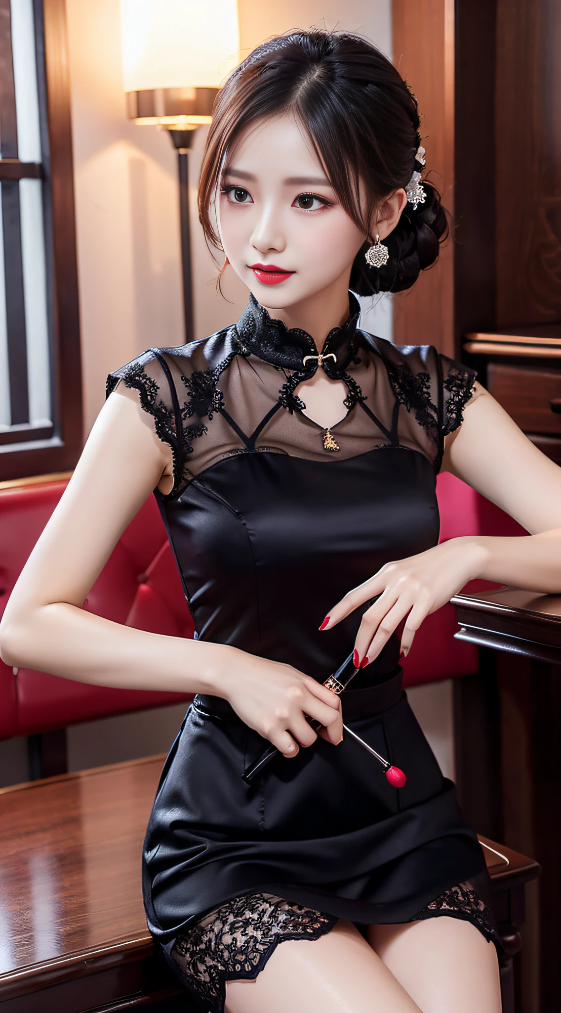 Charming beauties、qipao dress、Evil Female Executive、blouse、tight skirts、Evil Fall、dark、brainwash、Brainwashing device、panthyhose、lacy fabric、beauty legs、a choker、Brainwashing makeup、wining、lipsticks