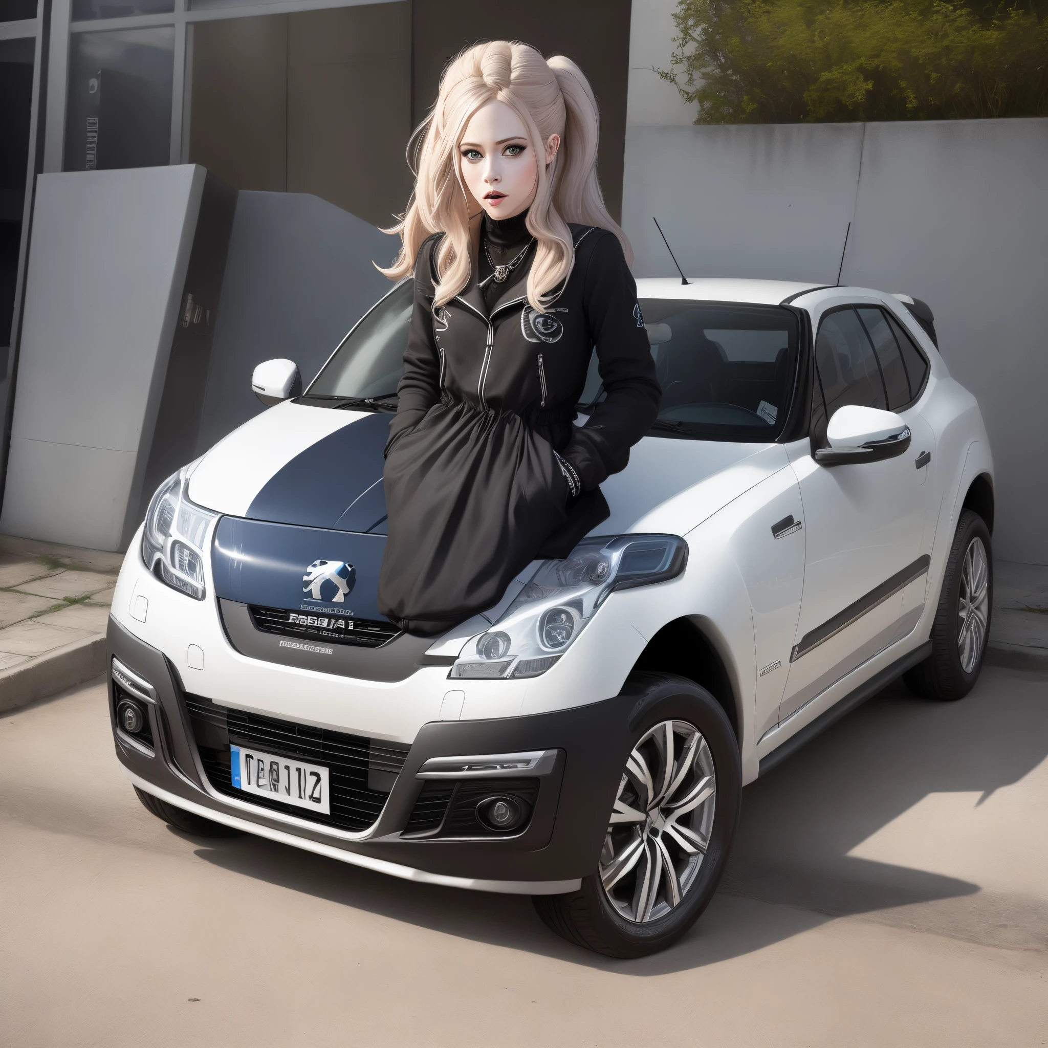 Avril Lavigne Esserval Combe noir et blanc 205 peugeot
