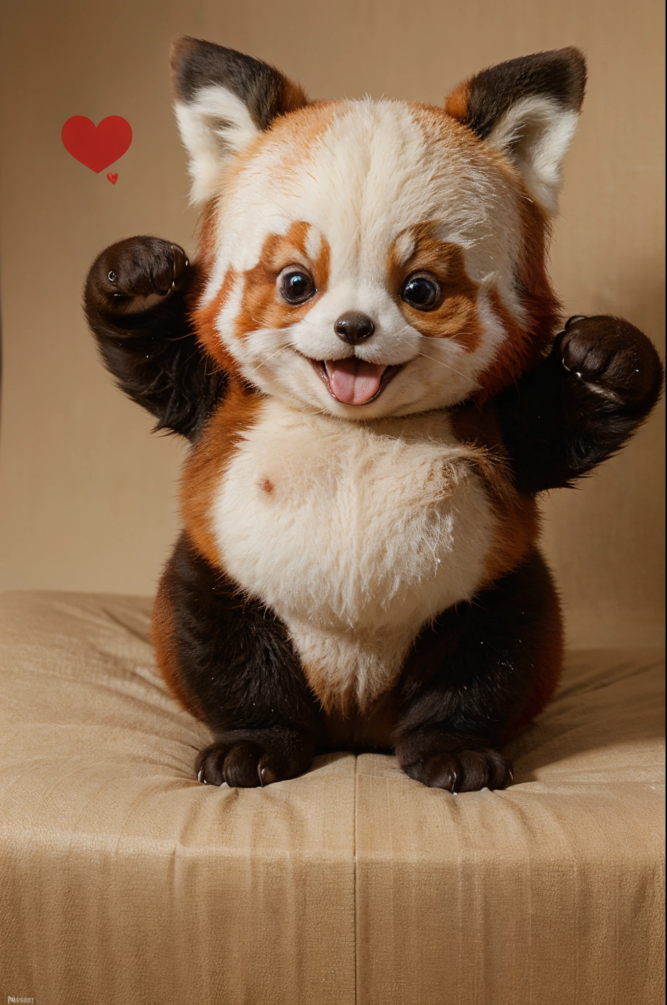 A fat and cute red panda expresses joy, anger, sorrow, joy, coquettishness and naughty expressions. Nine emoticon packs are generated.