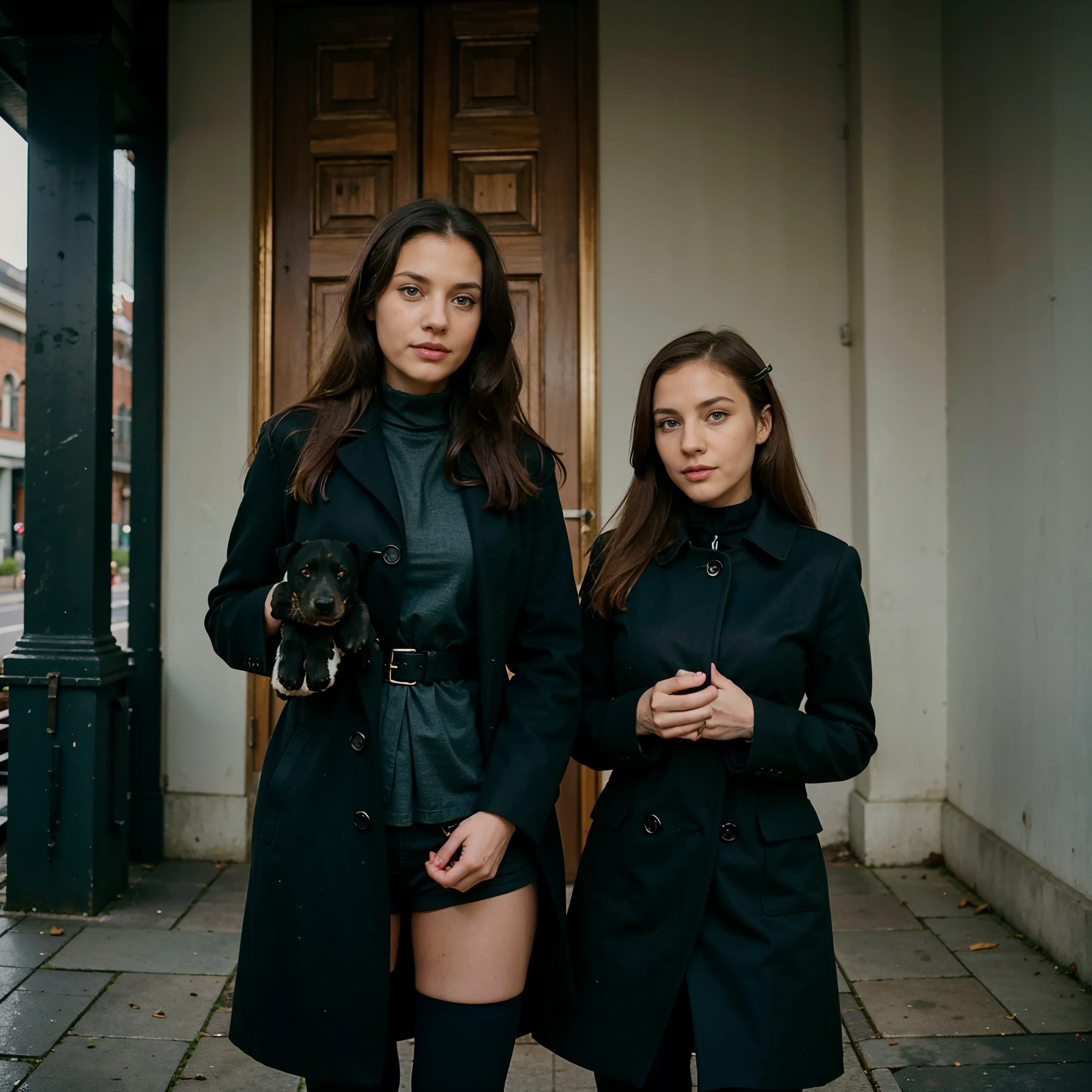 A German departing dog, black coat colored, with her green eyes, with her best friend of 5 years, Gabriel,A puppy of the German breed, black coat colored, with her green eyes, with her best friend of 5 years, Gabriel