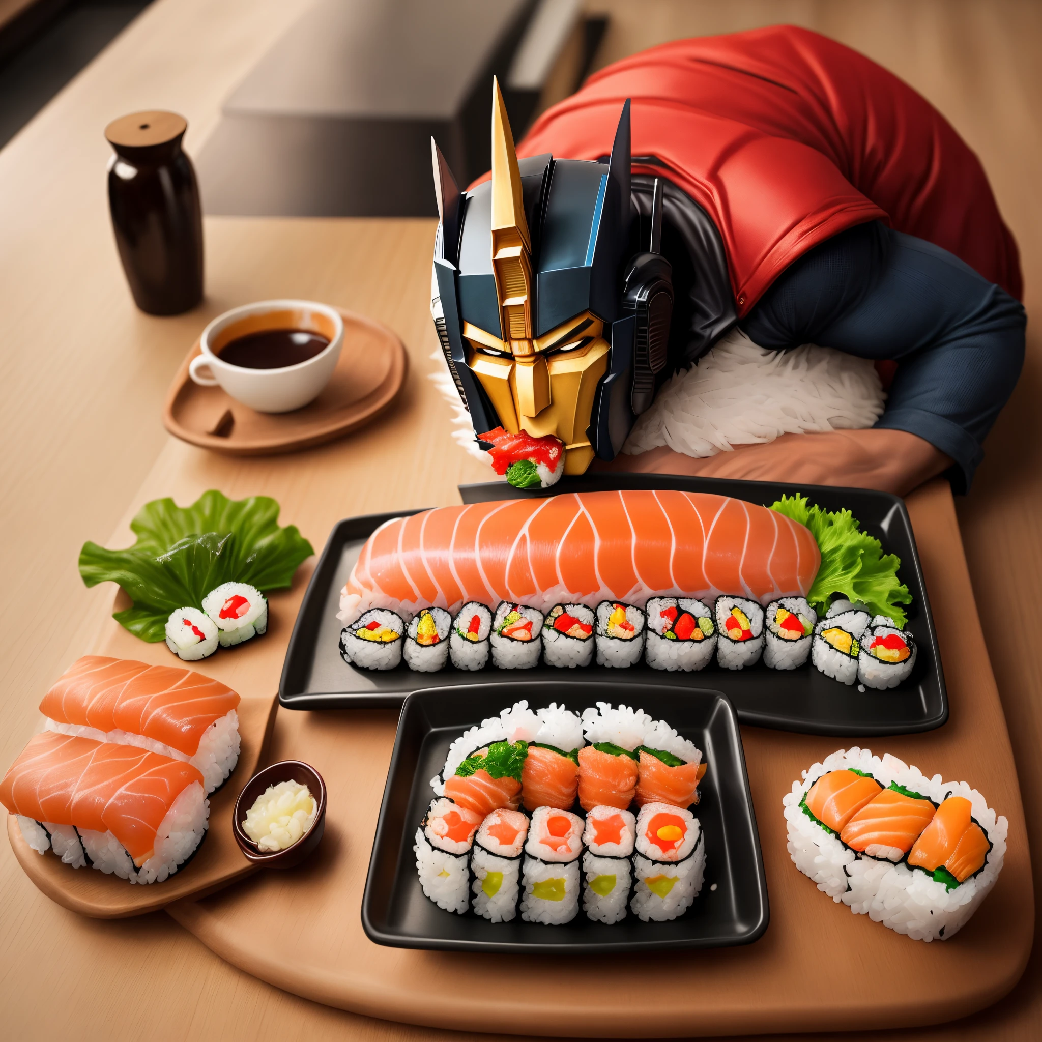 Optimus Prime eating sushi