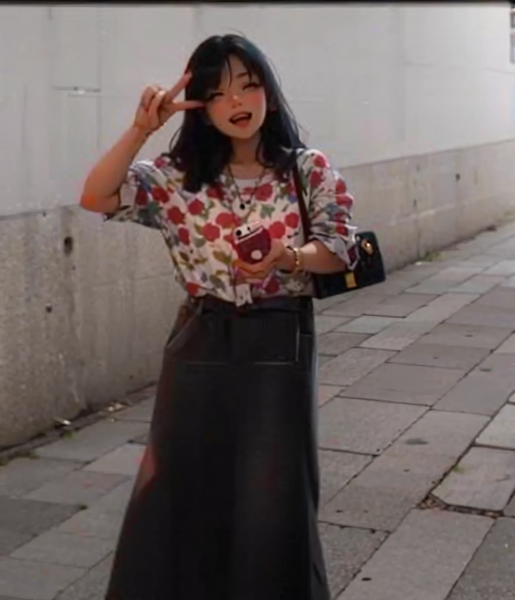 style of anime,Girl pointing finger,Looking at the camera and smiling,