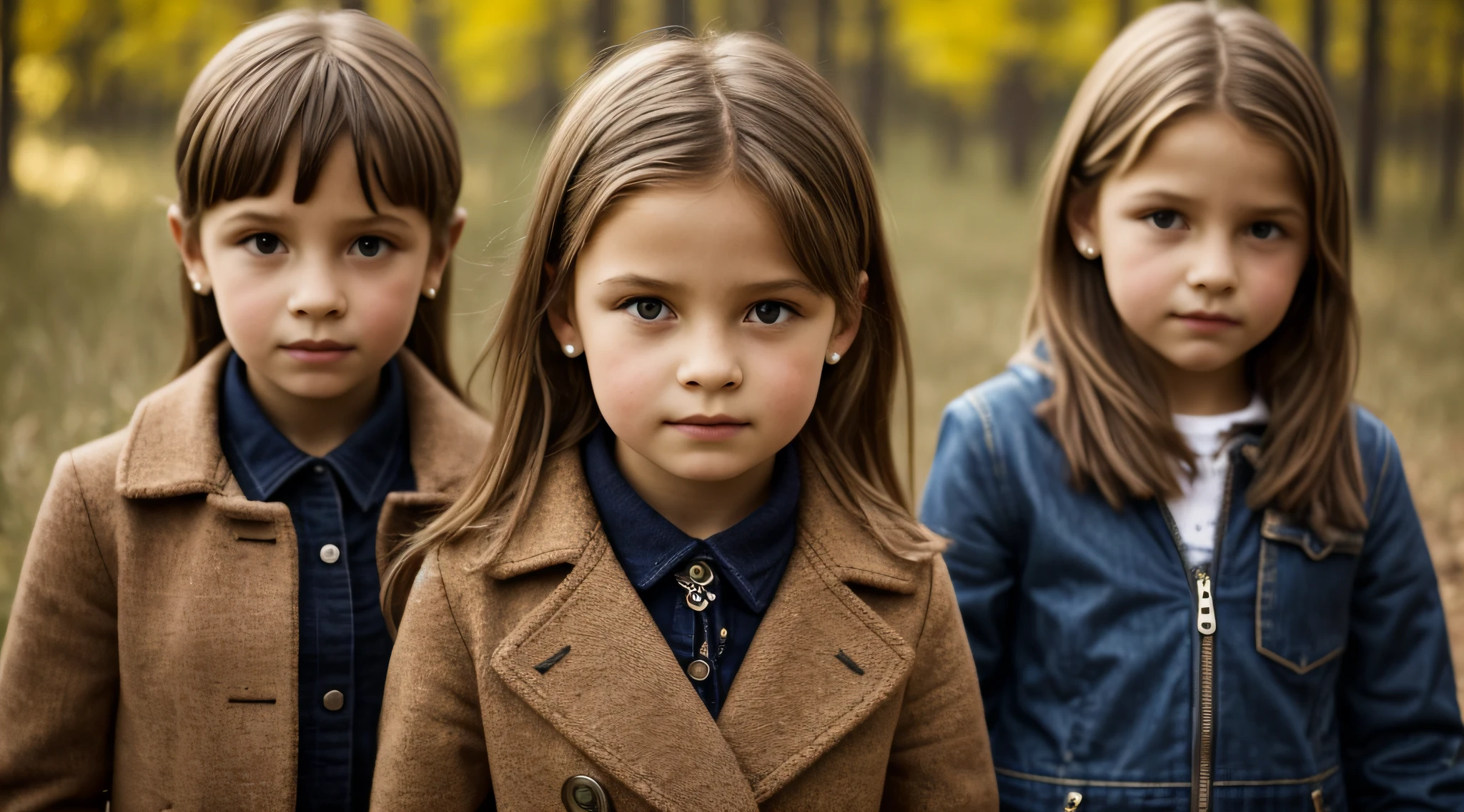 GIRLS Russian , loiro cabelos compridos, retrato, JAQUETA PRETA E ROUPA PRETA, fundo amarelo.