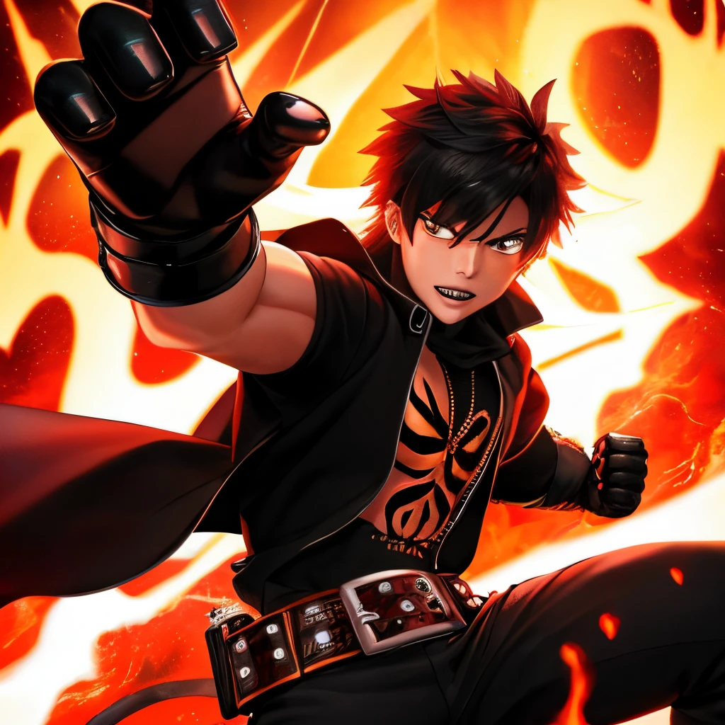cover with a black flaming fist with the title my one hero