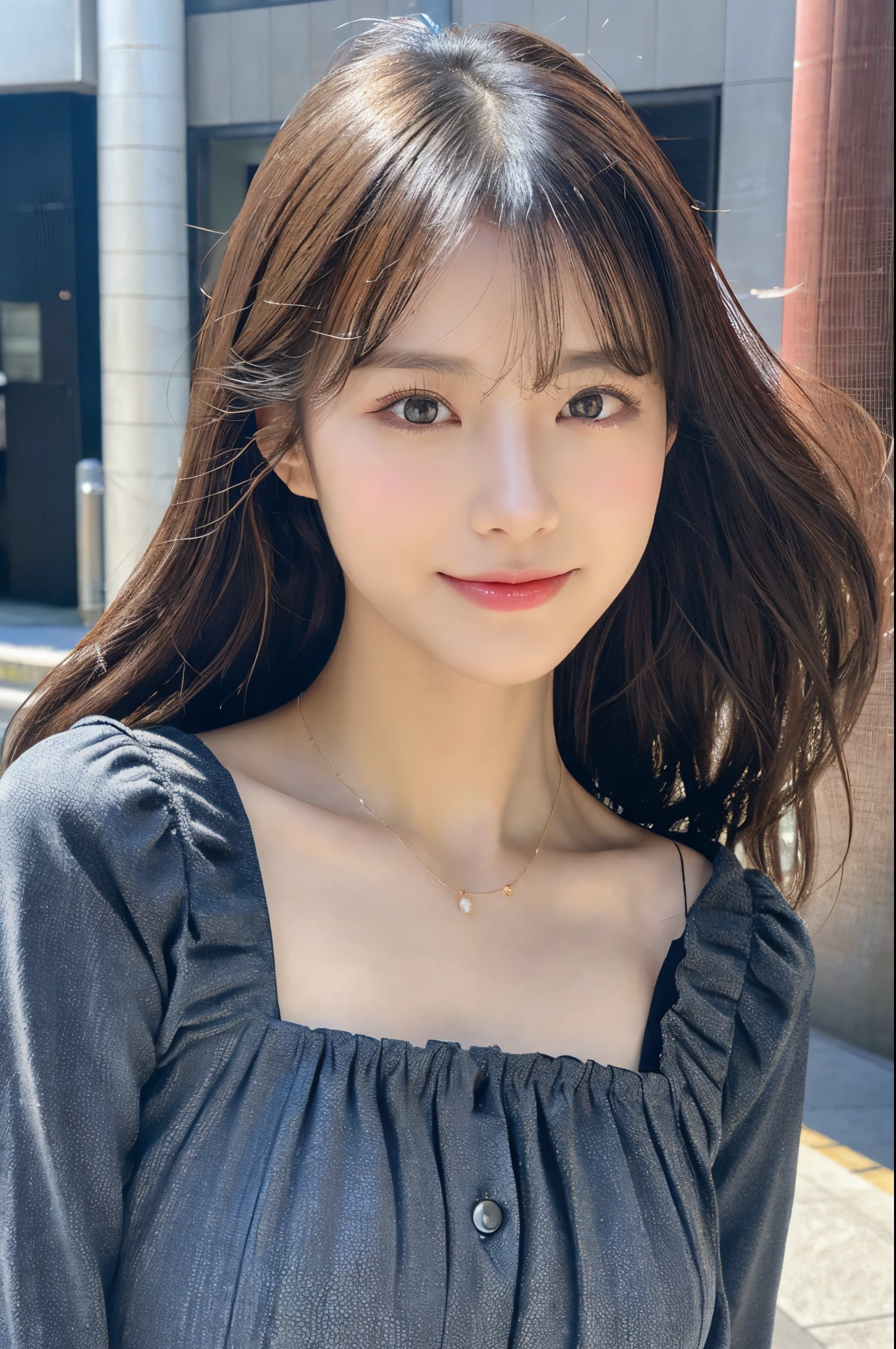 (Colossal tits、frilled blouse、Shoulder bag)、(top-quality,masterpiece:1.3,超A high resolution,),(ultra-detailliert,Caustics),(Photorealsitic:1.4,RAW shooting,)Ultra-realistic capture,A highly detailed,high-definition16Kfor human skin、 Skin texture is natural、、The skin looks healthy with an even tone、 Use natural light and color,One Woman,japanes,,kawaii,A dark-haired,Middle hair,(depth of fields、chromatic abberation、、Wide range of lighting、Natural Shading、)、(Hair swaying in the wind:1.2)、Streets of Tokyo