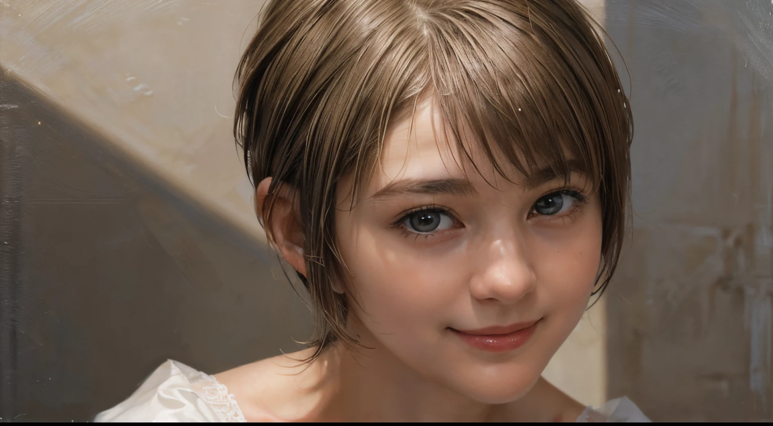 102
(a 20 yo woman,is standing), (A hyper-realistic), (high-level image quality), ((beautiful hairstyle 46)), ((short-hair:1.46)), (Gentle smile), (Keep your mouth shut), (trompe l'oeil), ((trickart))