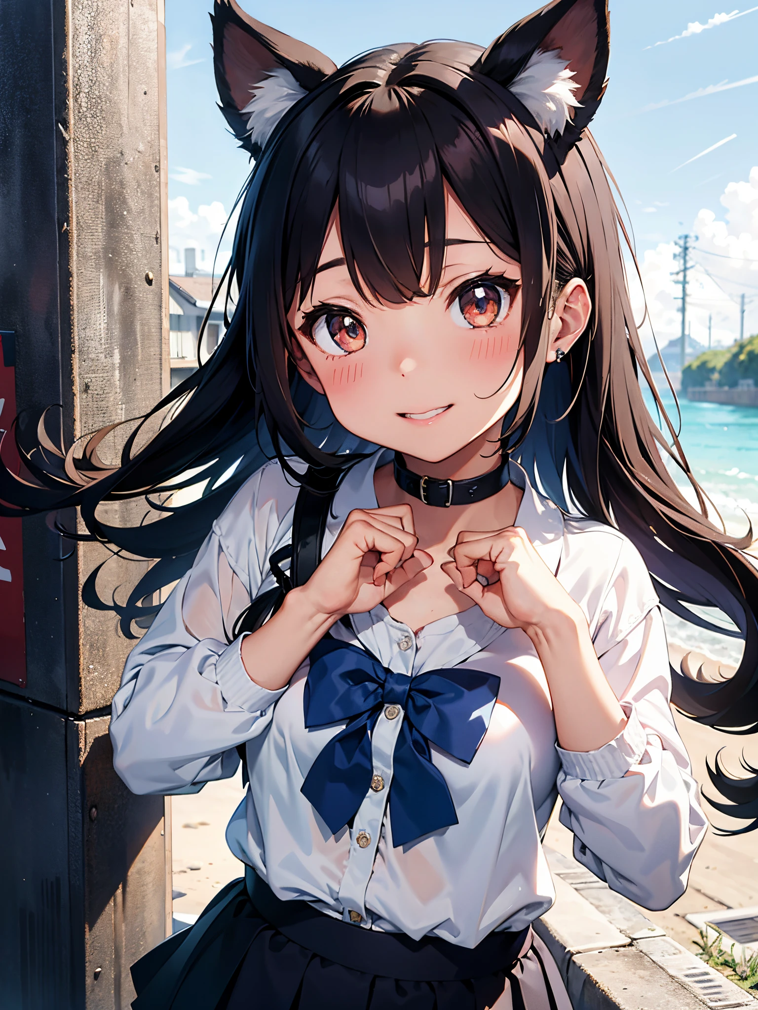 2 girls, high school student, , sitting and eating soft serve ice cream, Very smiling, Open your mouth, Close ~ eyes, LOL, noon, Bright sky, Masterpiece, Committed to ultra-high definition and vivid colors, Super detailed, Attention to detail, highest quality, 8K, 16K, Exquisite detail, A style that combines romanticism and realism, High resolution, Perfect Anatomy, Background Bokashi, Bokeh, Angle from below