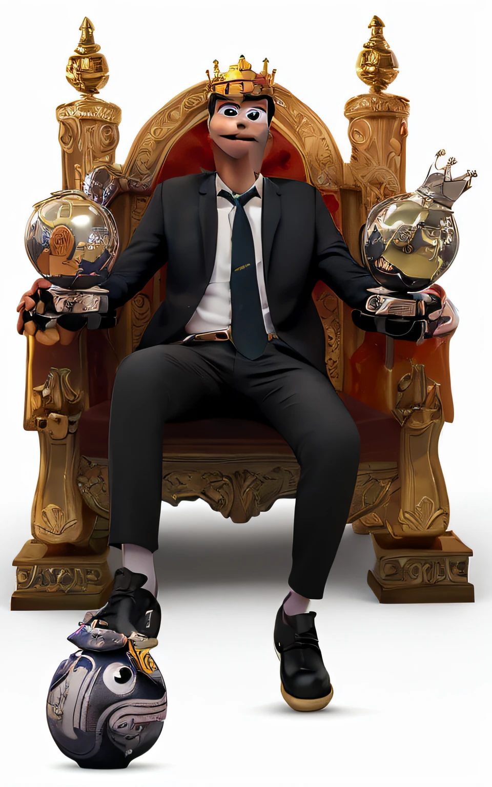 pessoa no estilo disney pixar, with a king's crown on his head, melhor qualidade, maior qualidade